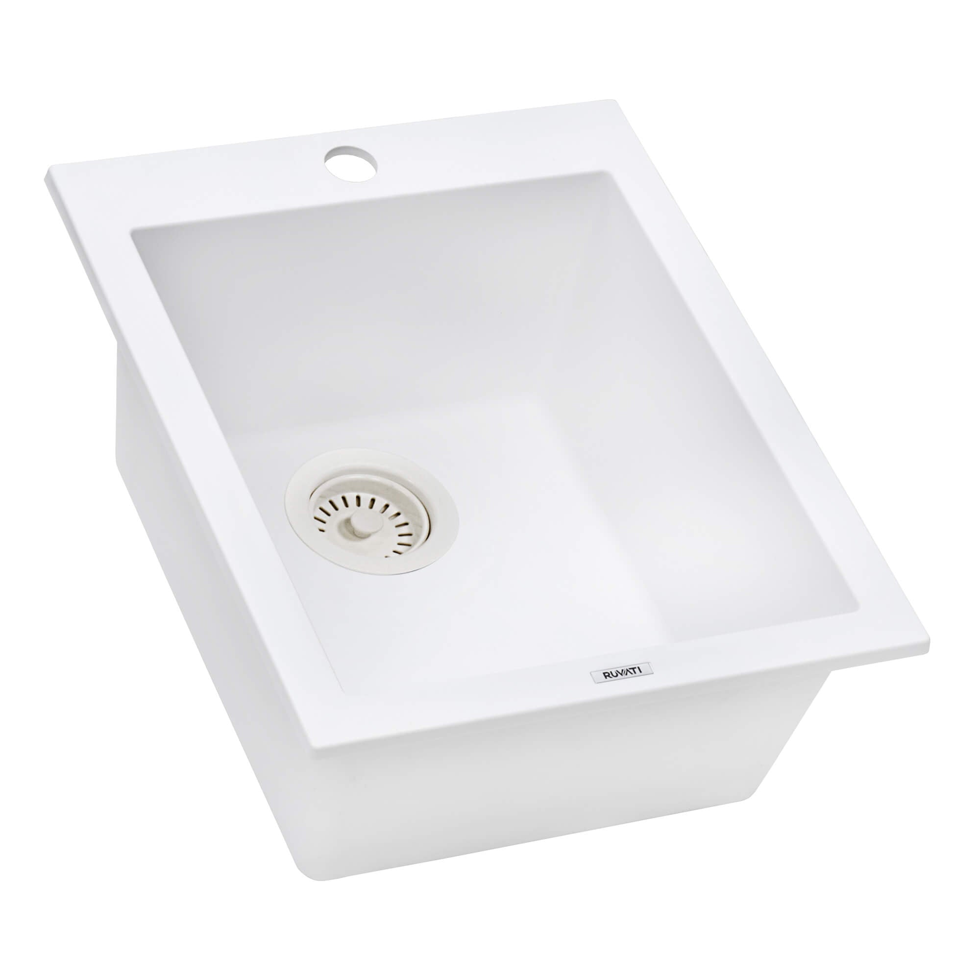 Alternate Image for Ruvati epiGranite 16" Drop-in Topmount Granite Composite Bar/Prep Sink, Arctic White, RVG1016WH