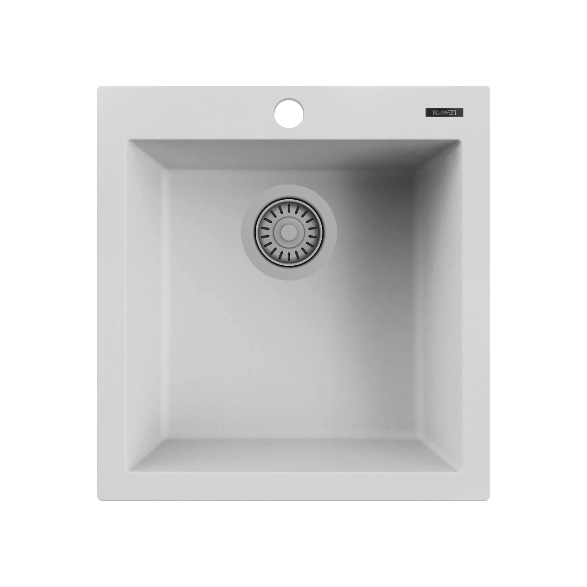 Alternate Image for Ruvati 18 x 20 inch epiGranite Drop-in Topmount Granite Composite Single Bowl Wet Bar Prep Sink, Arctic White, RVG1018WH