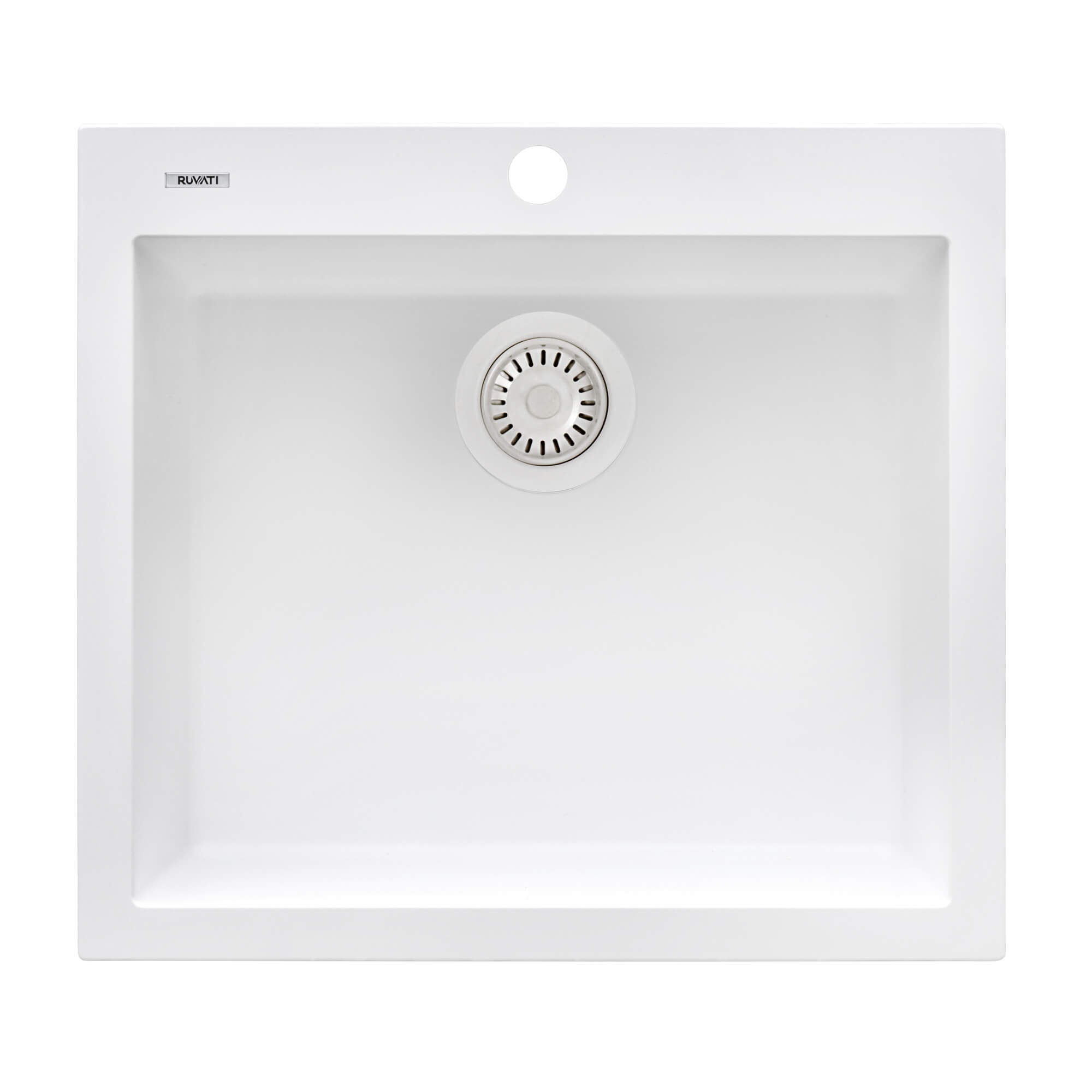 Alternative View of Ruvati epiGranite 24" Drop-in Topmount Granite Composite Kitchen Sink, Arctic White, RVG1023WH