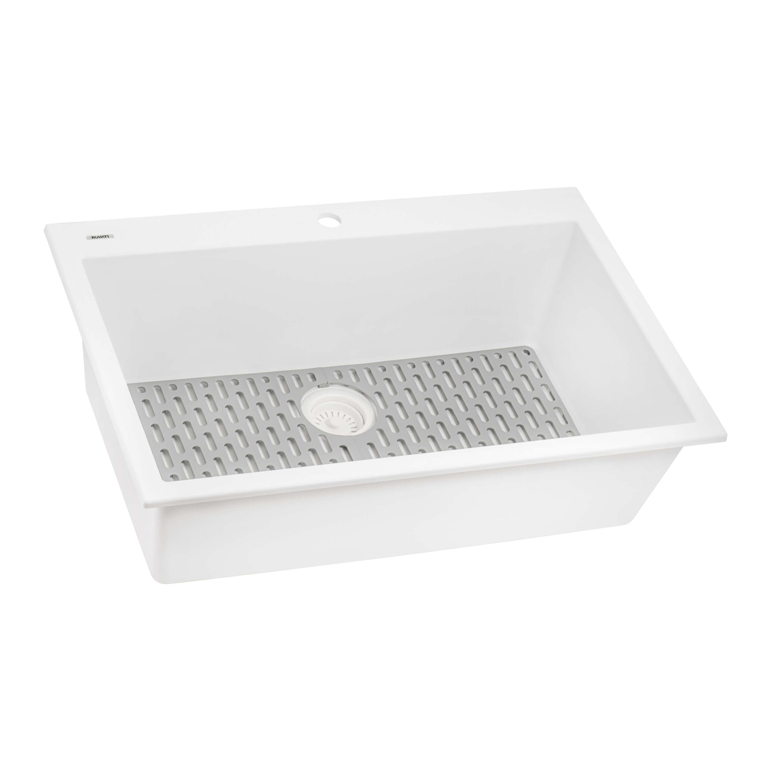 Alternate Image for Ruvati 27" Drop-in Topmount Granite Composite Kitchen Sink, Arctic White, RVG1027WH