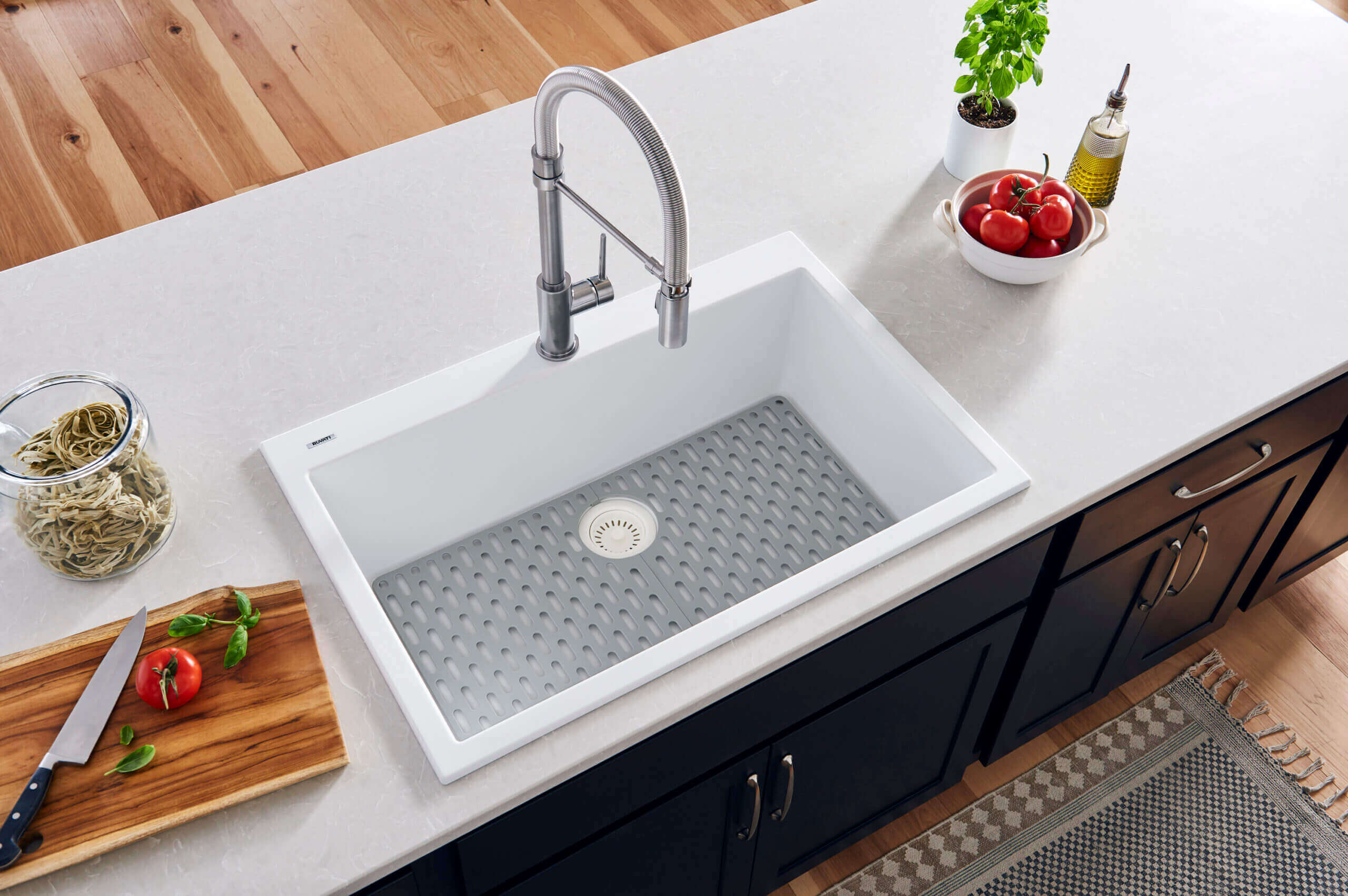 Alternate Image for Ruvati 27" Drop-in Topmount Granite Composite Kitchen Sink, Arctic White, RVG1027WH