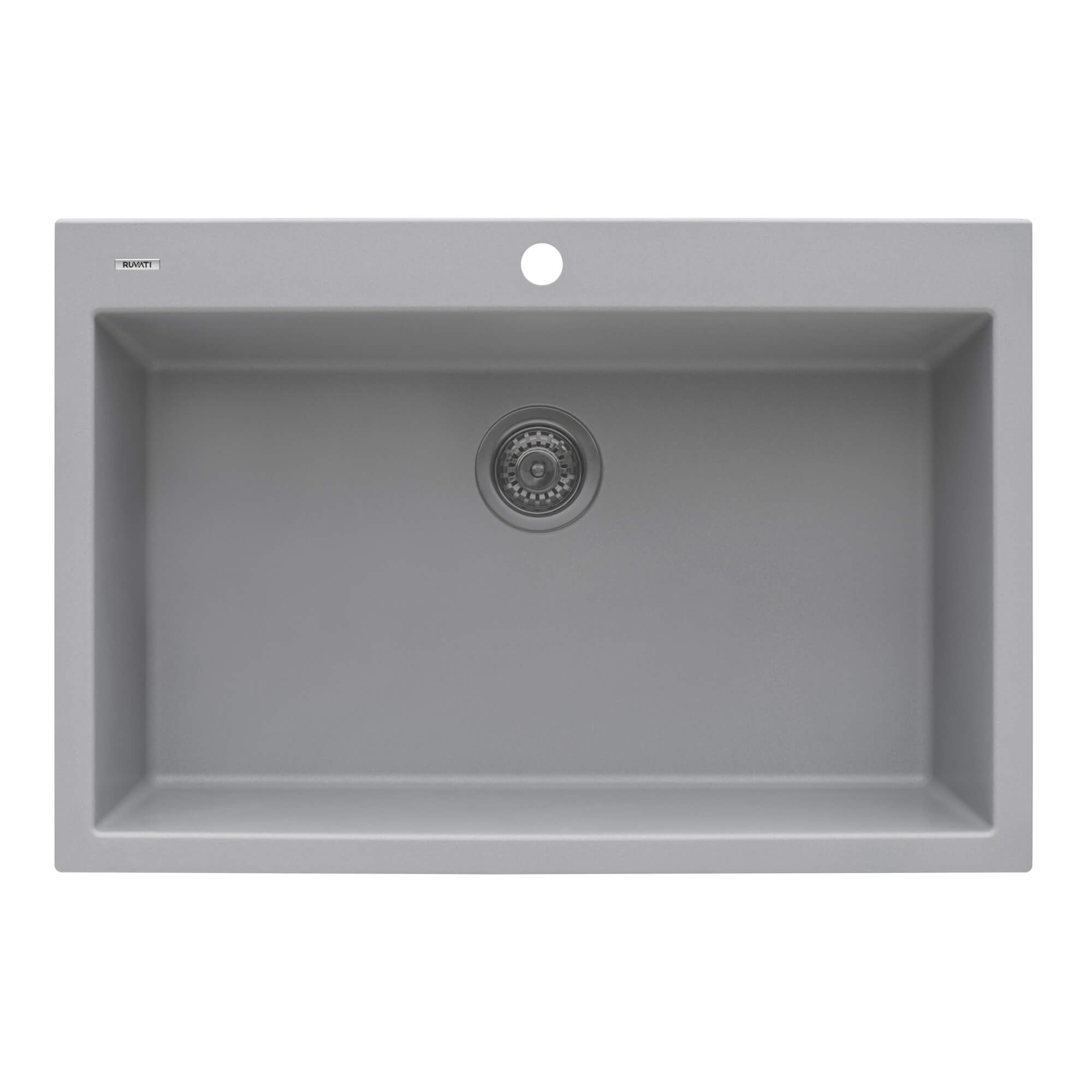 Alternate Image for Ruvati epiGranite 30" Drop-in Topmount Granite Composite Kitchen Sink, Silver Gray, RVG1030GR