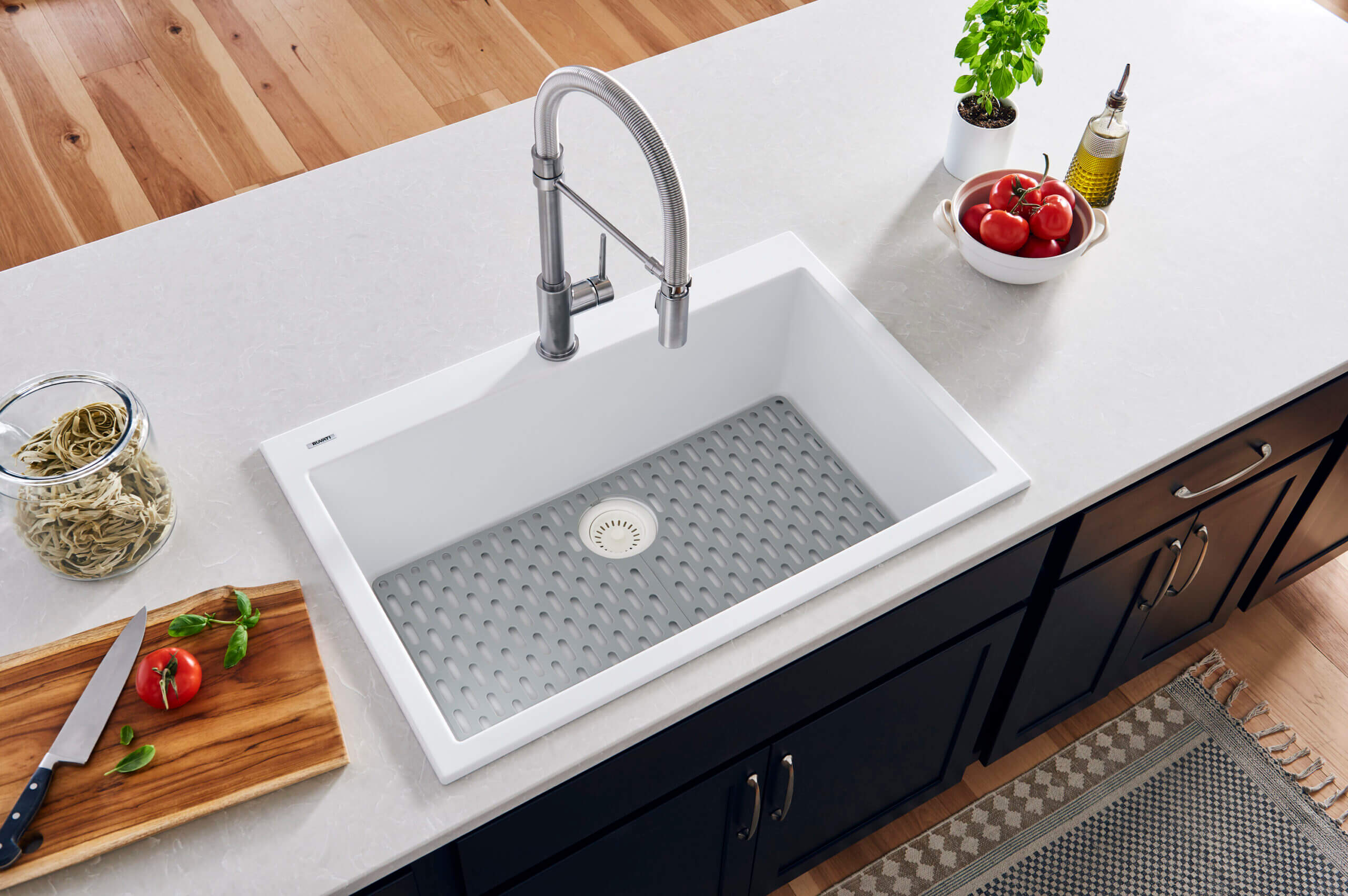Alternate Image for Ruvati epiGranite 30" Drop-in Topmount Granite Composite Kitchen Sink, Arctic White, RVG1030WH