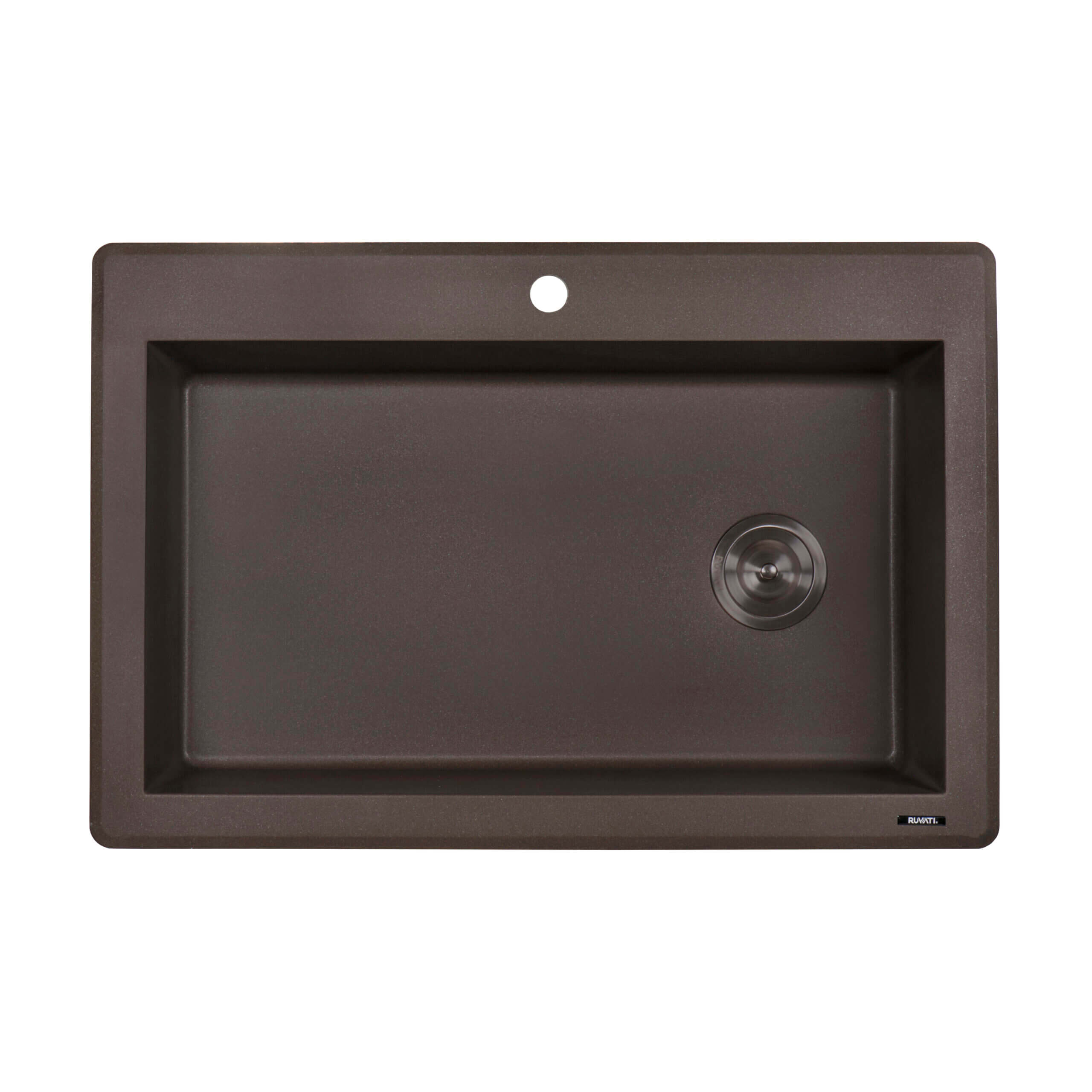 Alternate Image for Ruvati epiGranite 33" Drop-in Topmount Granite Composite Kitchen Sink, Espresso / Coffee Brown, RVG1033ES