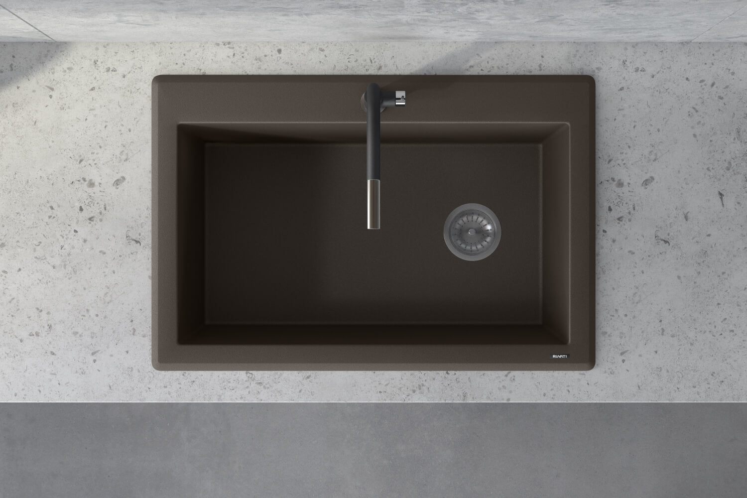 Alternate Image for Ruvati epiGranite 33" Drop-in Topmount Granite Composite Kitchen Sink, Espresso / Coffee Brown, RVG1033ES