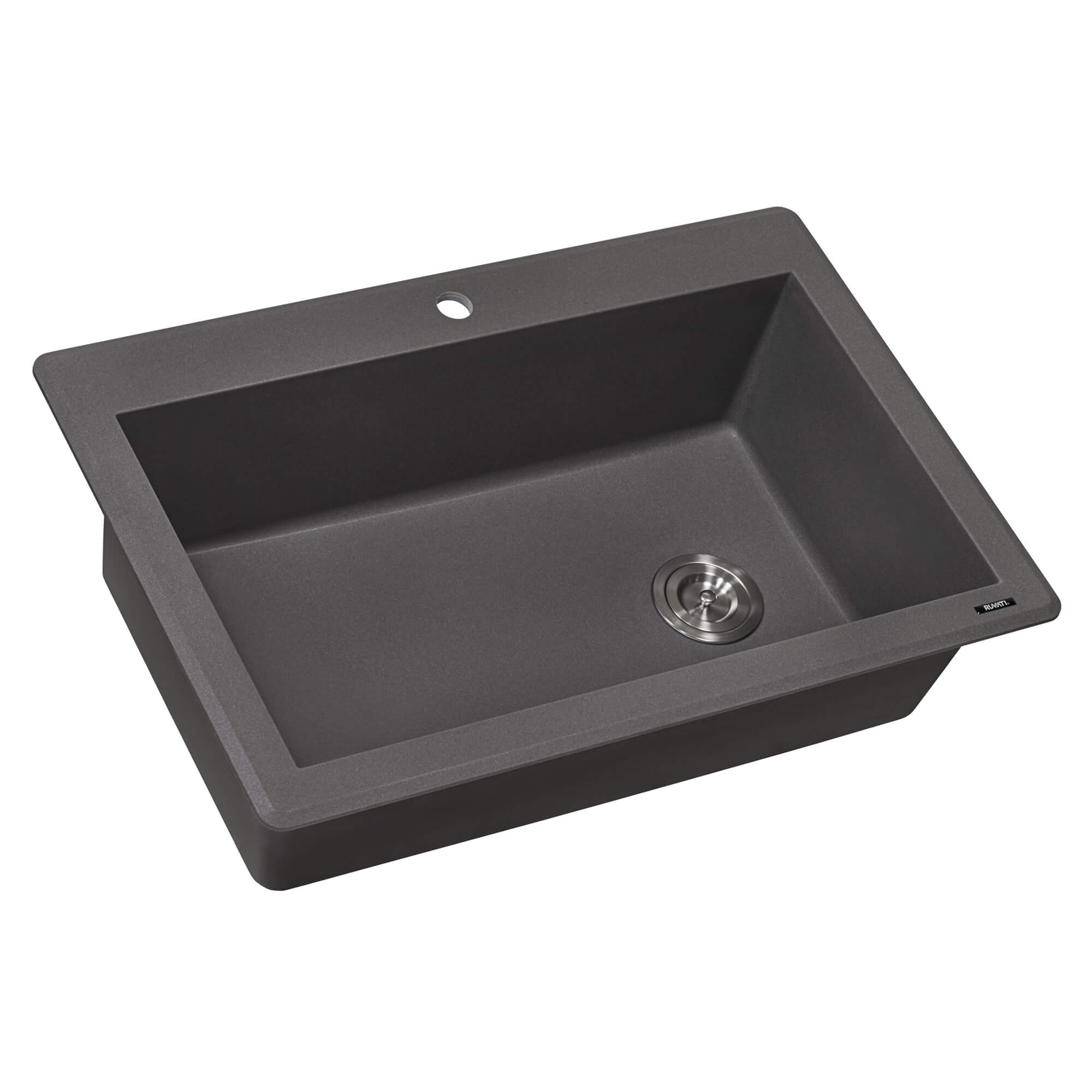 Alternative View of Ruvati epiGranite 33" Drop-in Topmount Granite Composite Kitchen Sink, Urban Gray, RVG1033GR