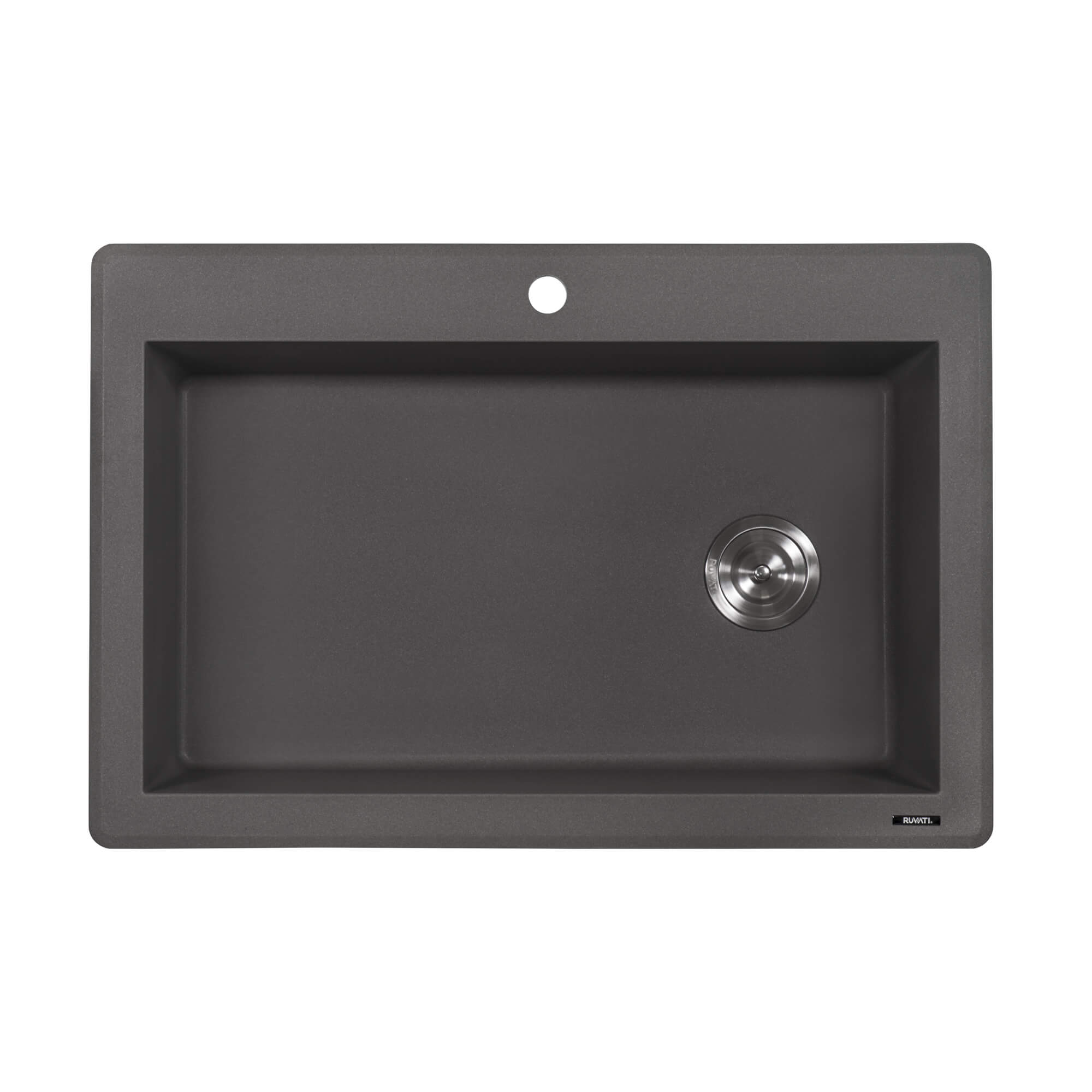 Alternate Image for Ruvati epiGranite 33" Drop-in Topmount Granite Composite Kitchen Sink, Urban Gray, RVG1033GR