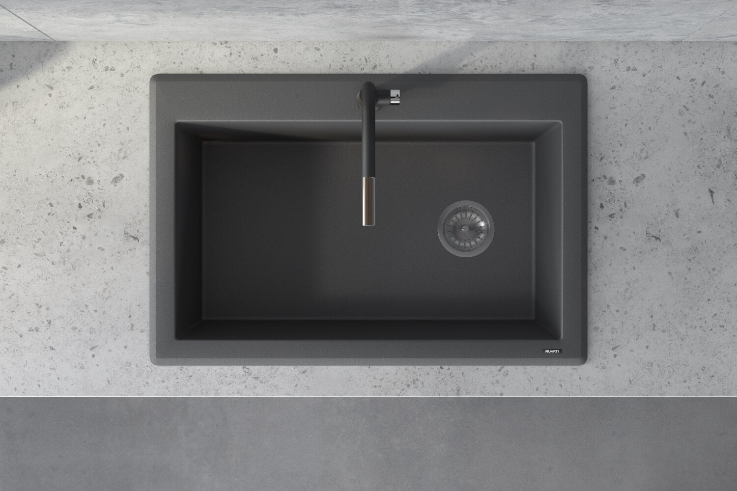 Alternate Image for Ruvati epiGranite 33" Drop-in Topmount Granite Composite Kitchen Sink, Urban Gray, RVG1033GR