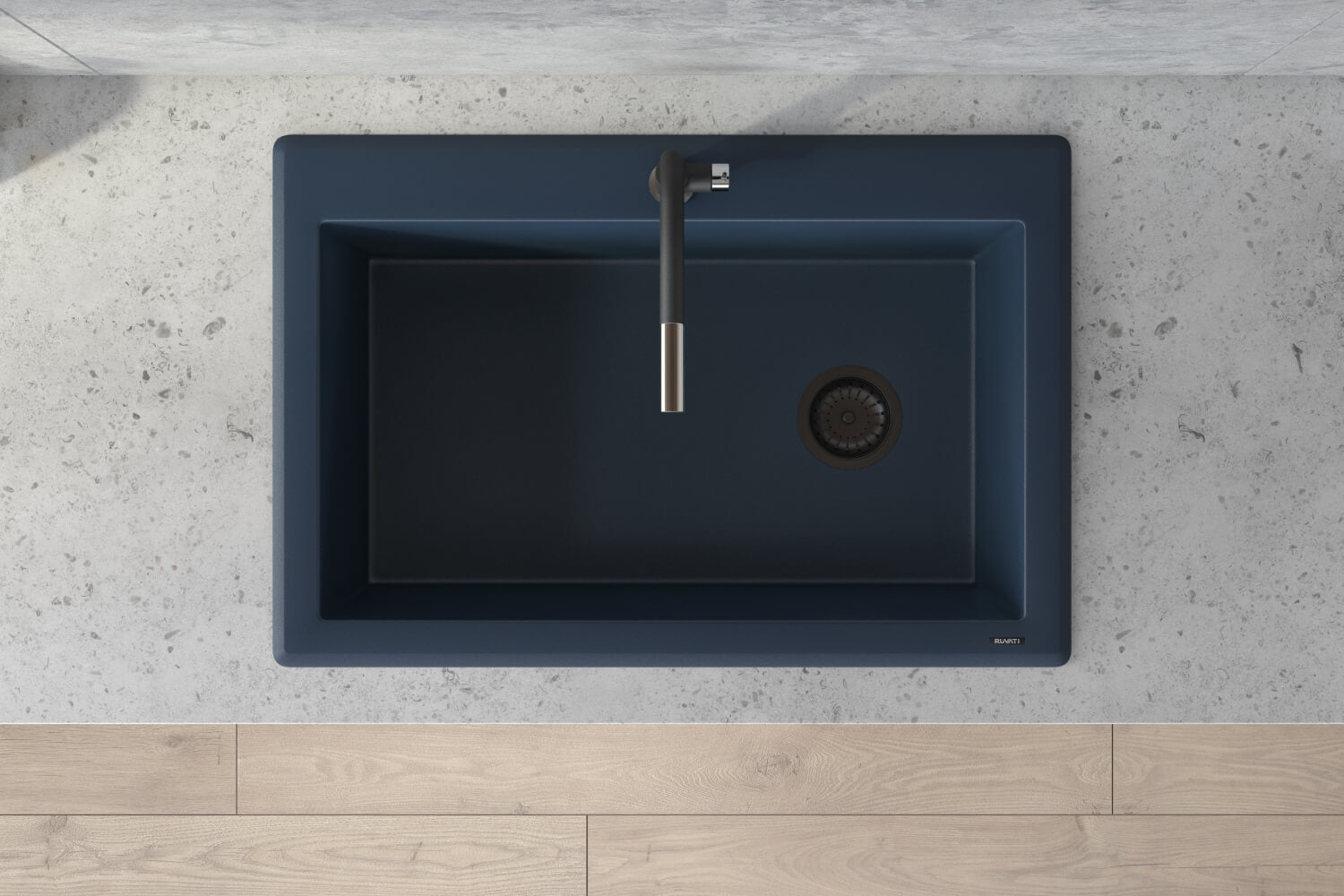Alternate Image for Ruvati epiGranite 33" Drop-in Topmount Granite Composite Kitchen Sink, Catalina Blue, RVG1033LU