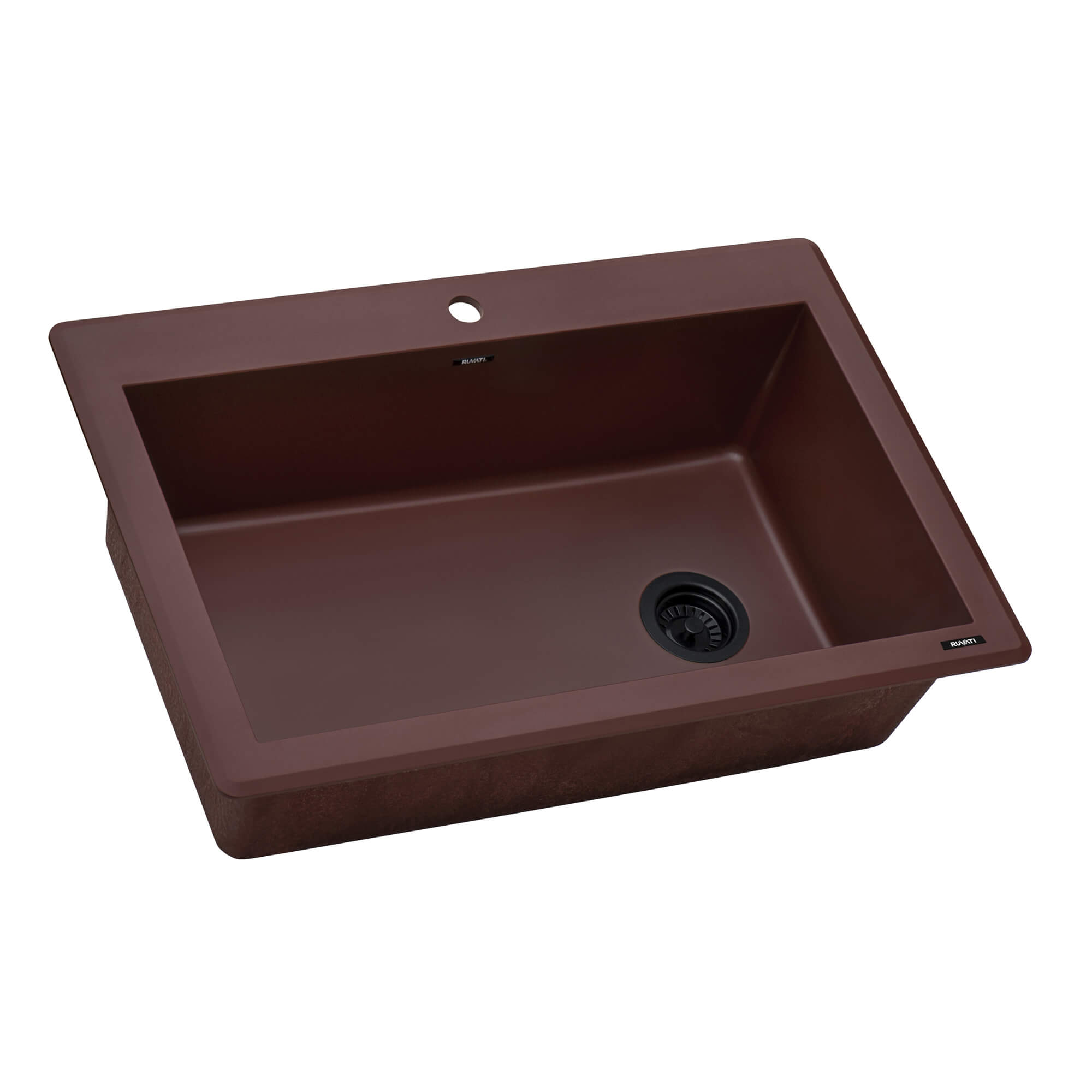Alternate Image for Ruvati epiGranite 33" Drop-in Topmount Granite Composite Kitchen Sink, Carnelian Red, RVG1033RD