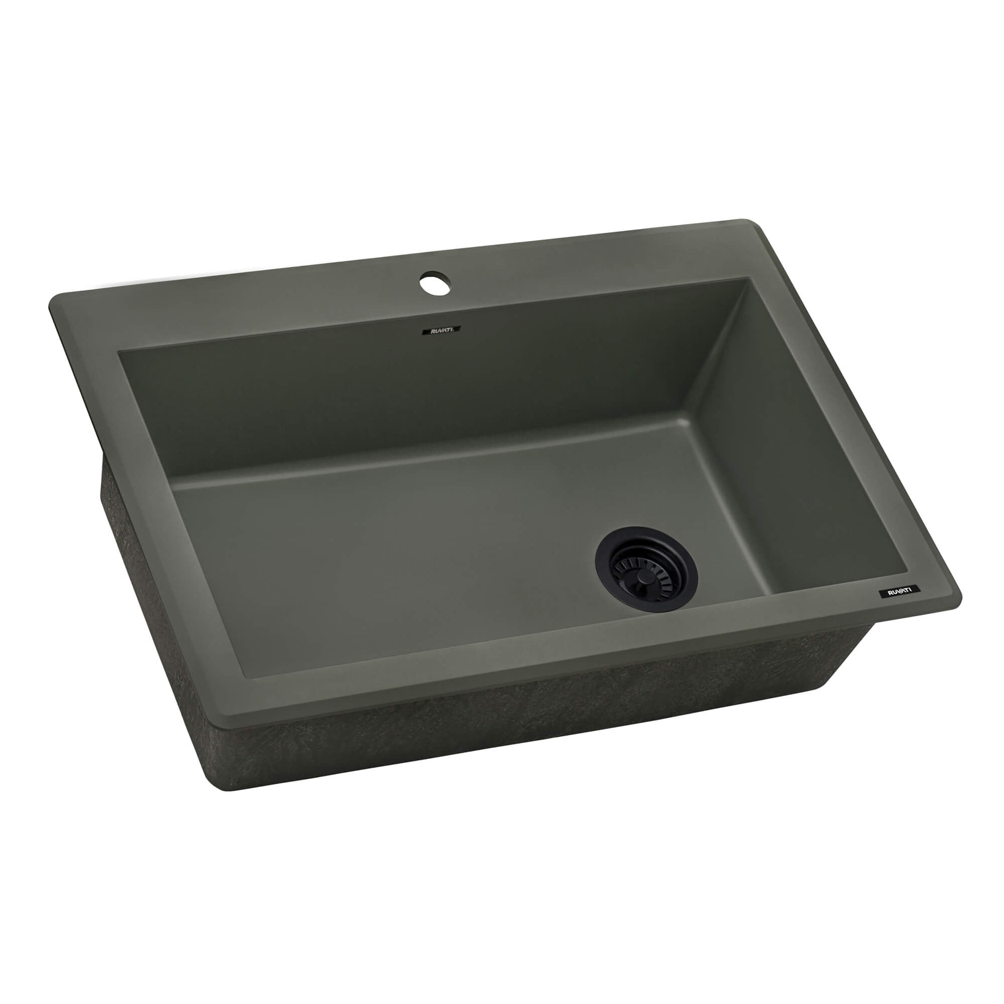 Alternate Image for Ruvati epiGranite 33" Drop-in Topmount Granite Composite Kitchen Sink, Juniper Green, RVG1033RN