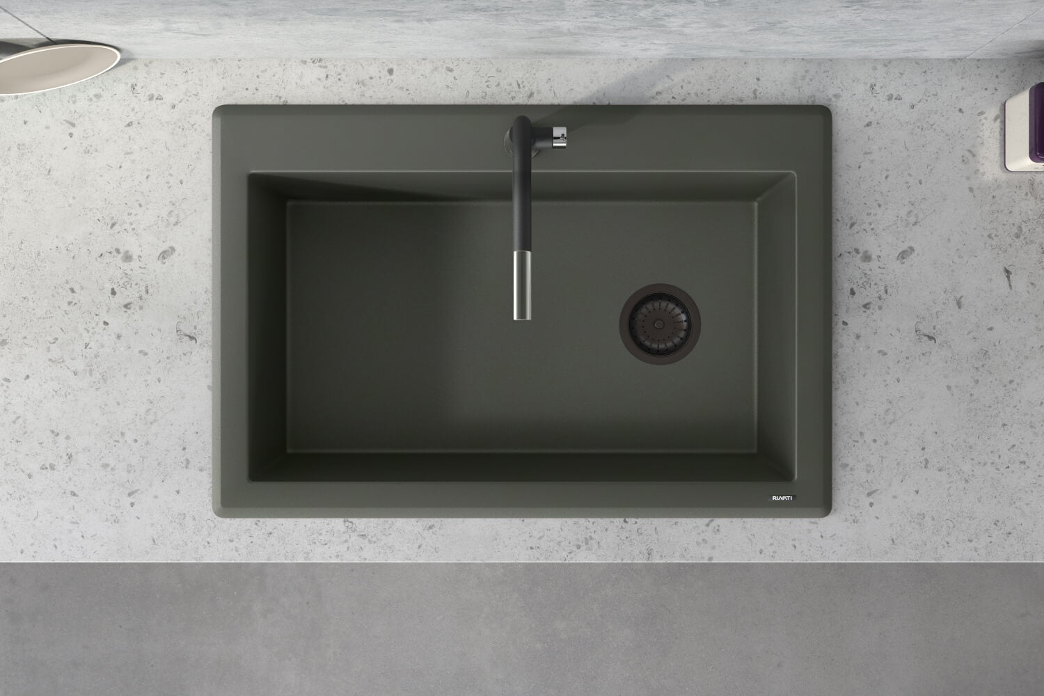 Alternate Image for Ruvati epiGranite 33" Drop-in Topmount Granite Composite Kitchen Sink, Juniper Green, RVG1033RN
