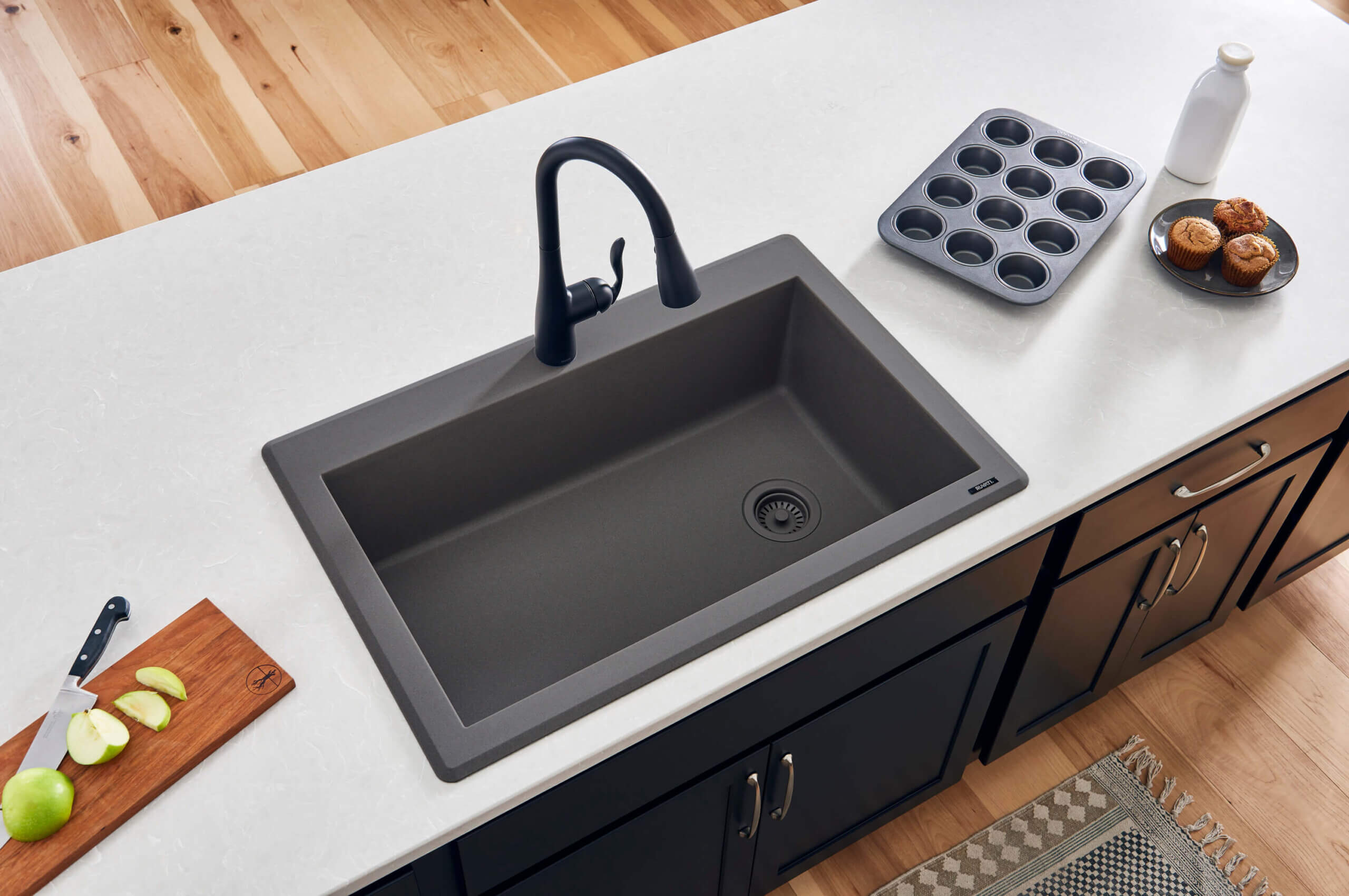 Ruvati epiGranite 33" Drop In Granite Composite Workstation Kitchen Sink, Urban Gray, RVG1033UG Product Image