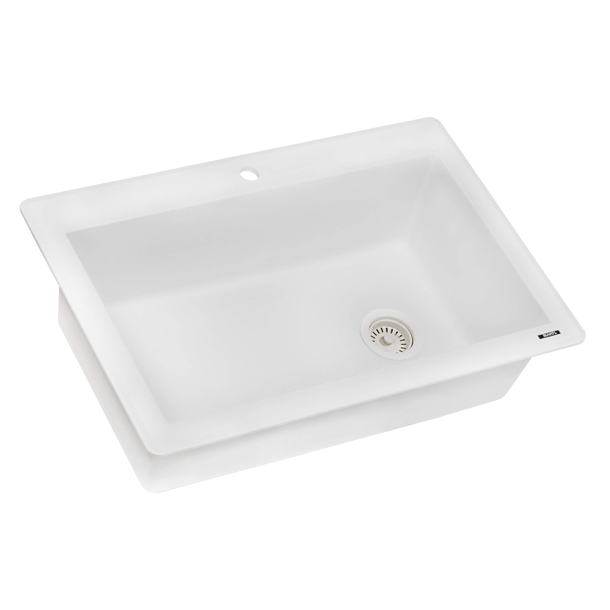 Alternate Image for Ruvati epiGranite 33" Drop-in Topmount Granite Composite Kitchen Sink, Arctic White, RVG1033WH