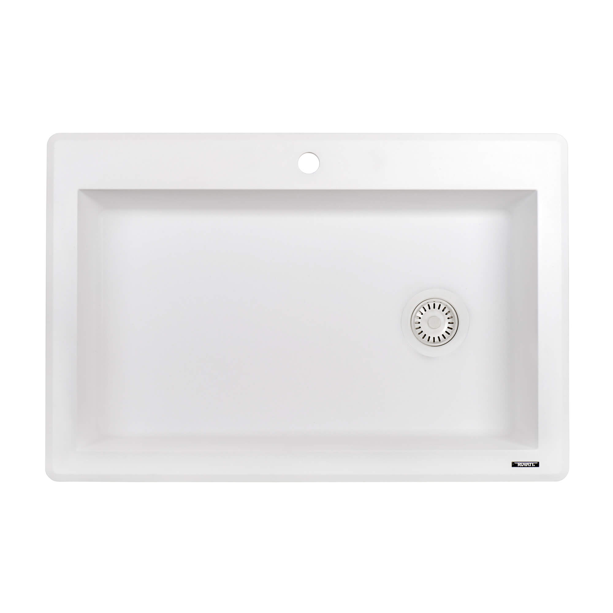 Alternate Image for Ruvati epiGranite 33" Drop-in Topmount Granite Composite Kitchen Sink, Arctic White, RVG1033WH