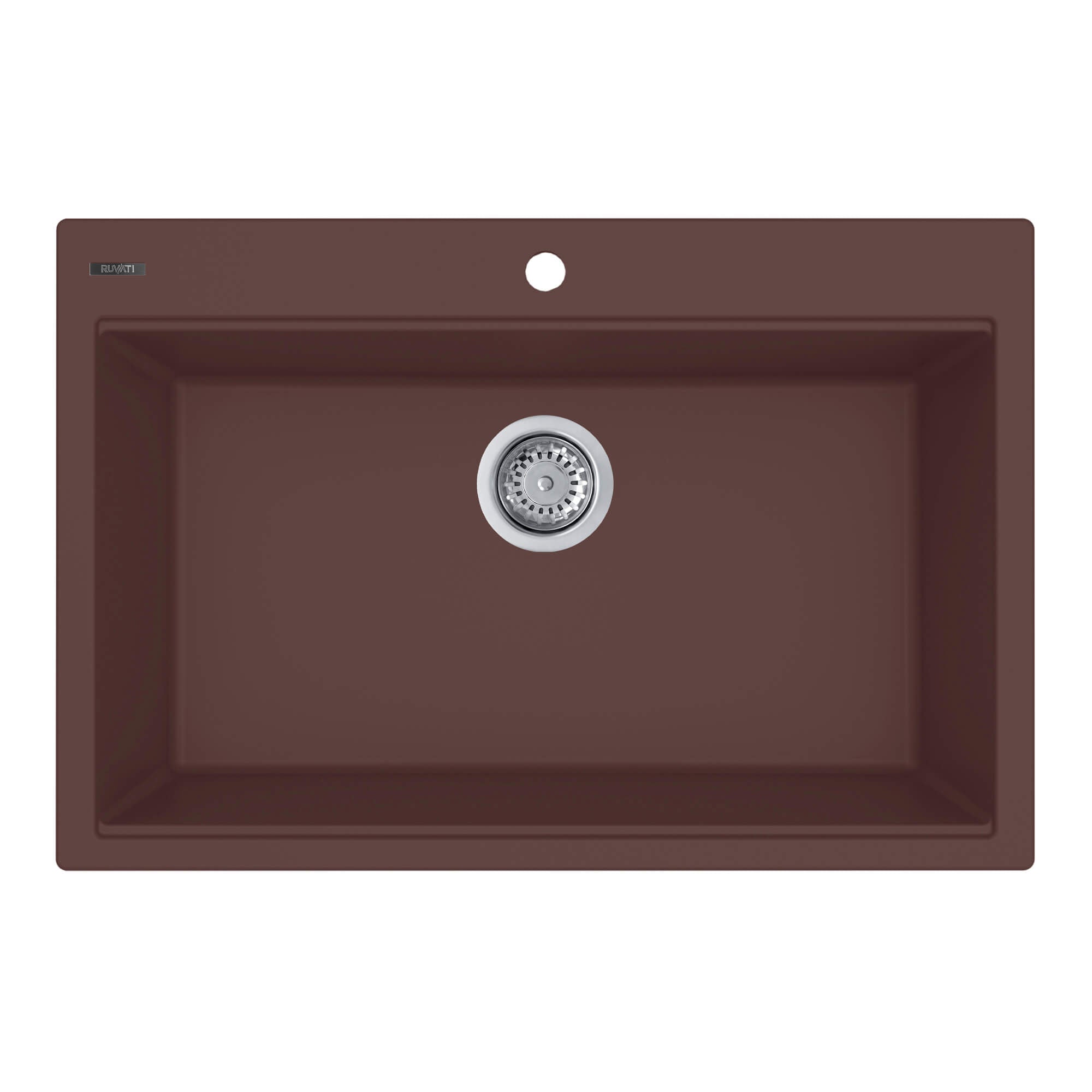 Main Image of Ruvati 33 x 22 inch epiGranite Drop-in Topmount Granite Composite Single Bowl Kitchen Sink, Espresso Brown, RVG1080ES