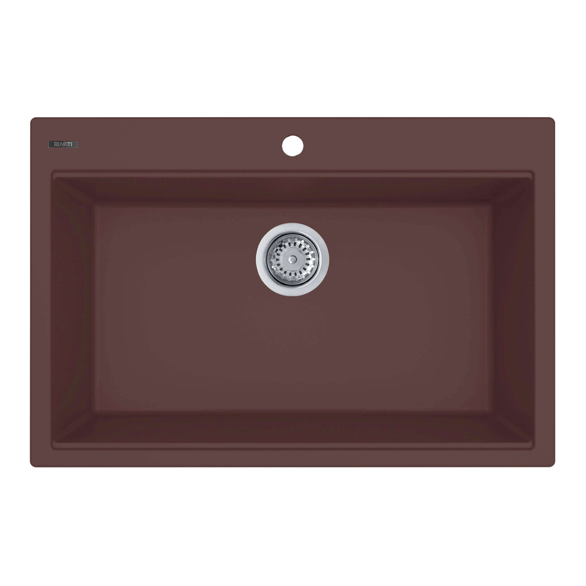 Alternate Image for Ruvati 33 x 22 inch epiGranite Drop-in Topmount Granite Composite Single Bowl Kitchen Sink, Espresso Brown, RVG1080ES