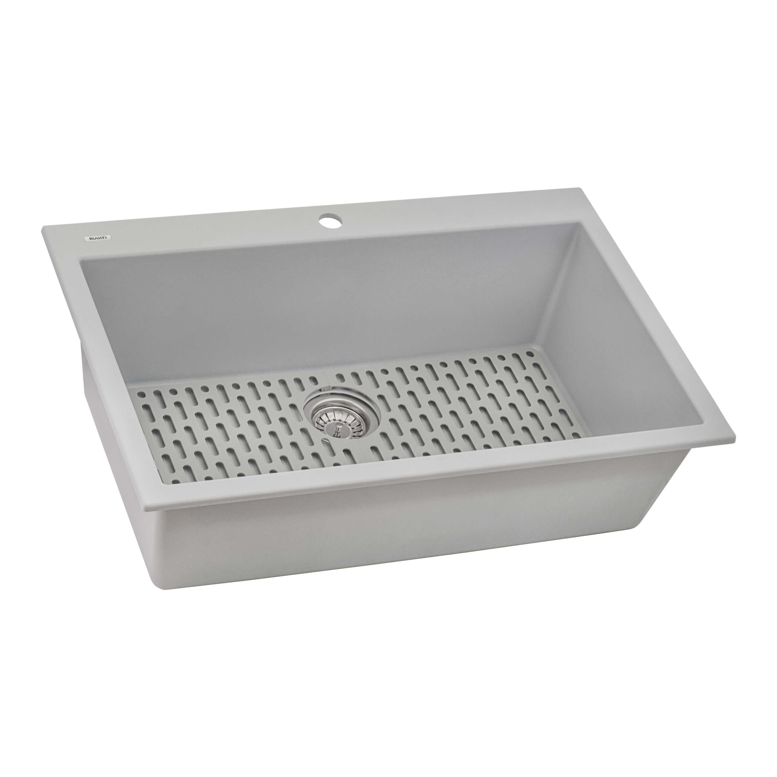 Alternative View of Ruvati epiGranite 33" Drop-in Topmount Granite Composite Kitchen Sink, Silver Gray, RVG1080GR