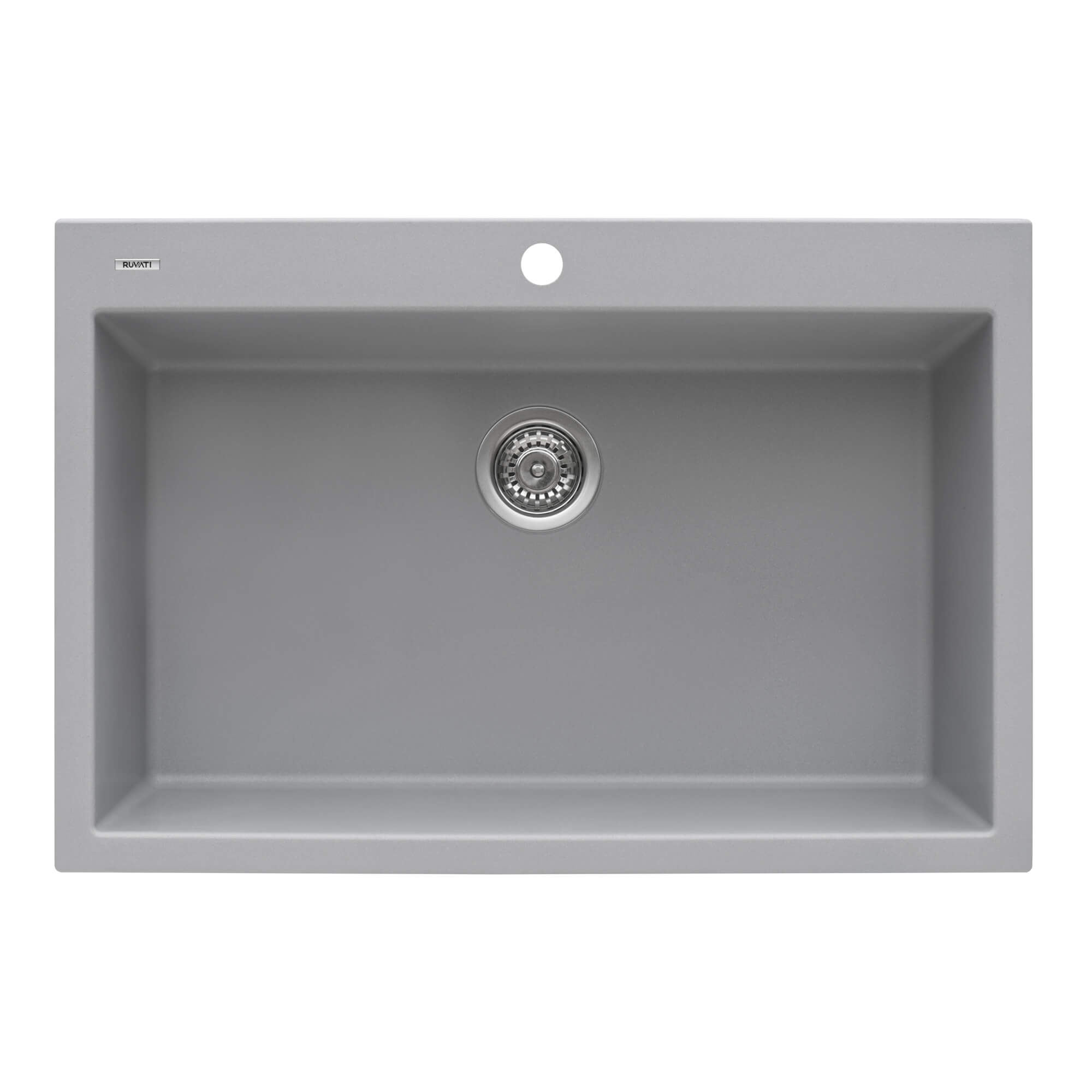 Alternate Image for Ruvati epiGranite 33" Drop-in Topmount Granite Composite Kitchen Sink, Silver Gray, RVG1080GR