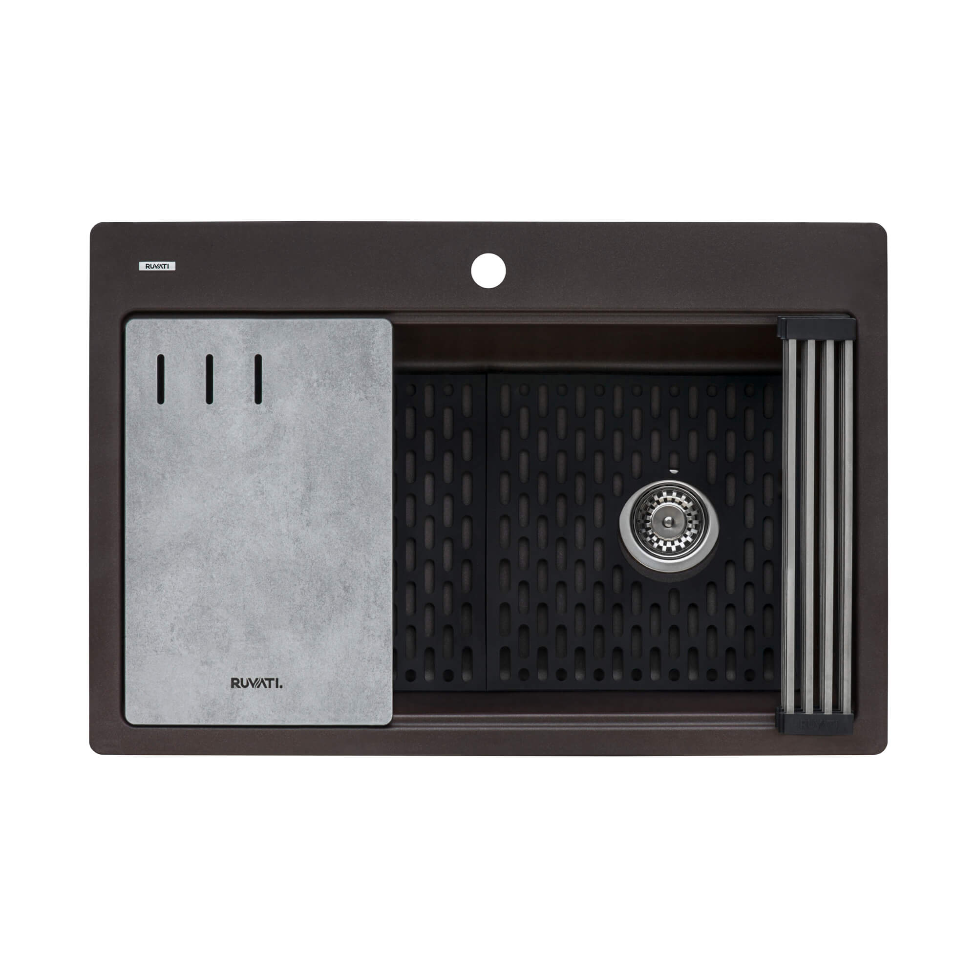 Alternate Image for Ruvati epiStage 33" Drop-in Topmount Granite Composite Workstation Kitchen Sink, Espresso, RVG1302ES