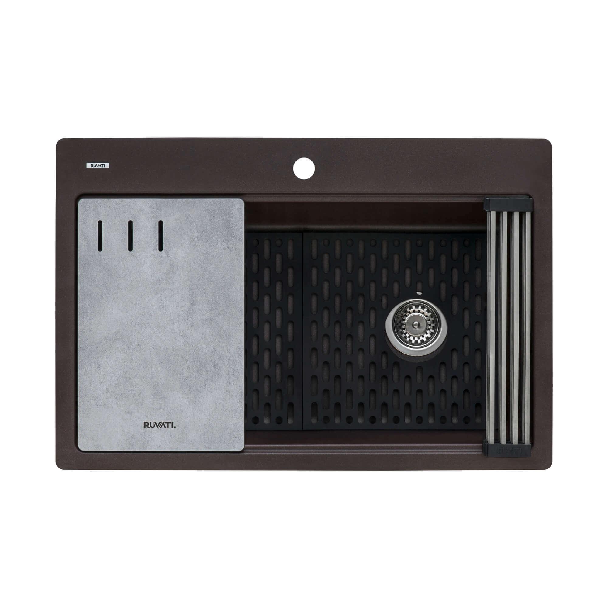 Alternate Image for Ruvati epiStage 33" Drop-in Topmount Granite Composite Workstation Kitchen Sink, Espresso, RVG1302ES