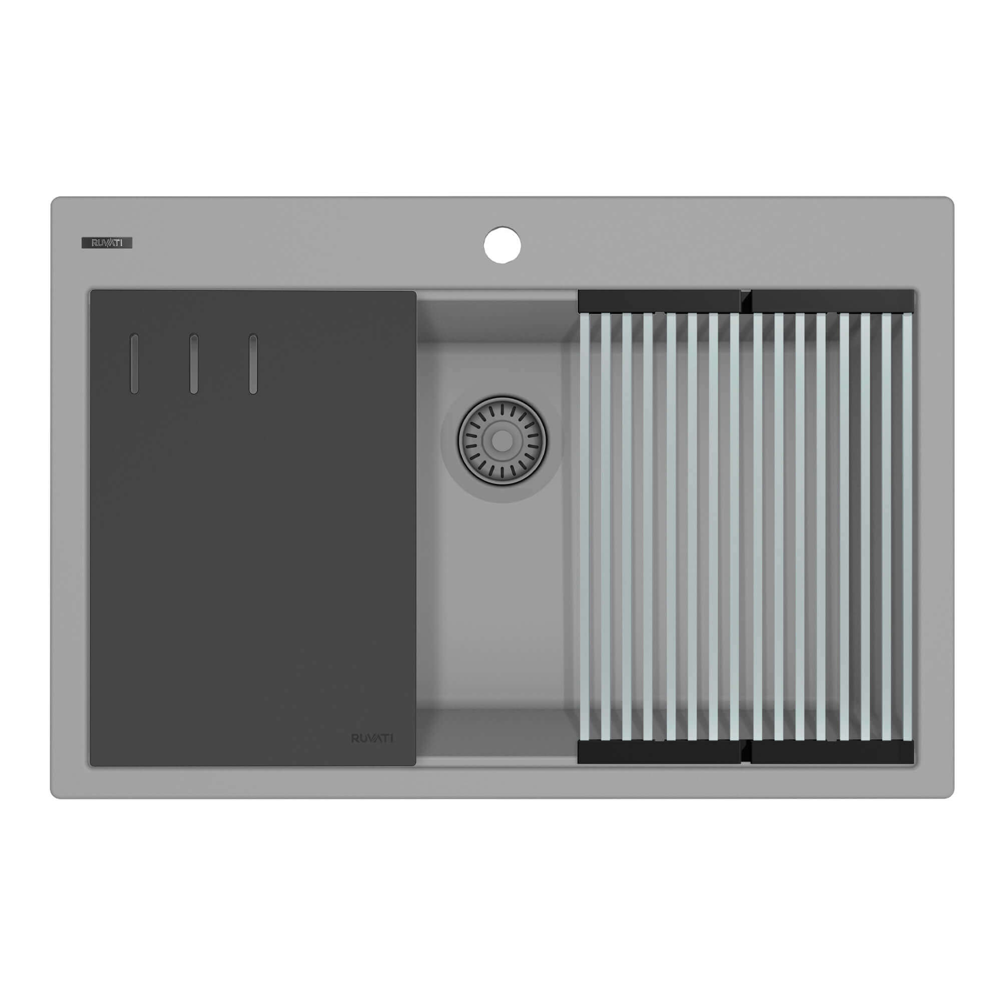 Alternate Image for Ruvati epiStage 33-inch Granite Composite Workstation Drop-in Topmount Kitchen Sink Urban Gray, RVG1306UG