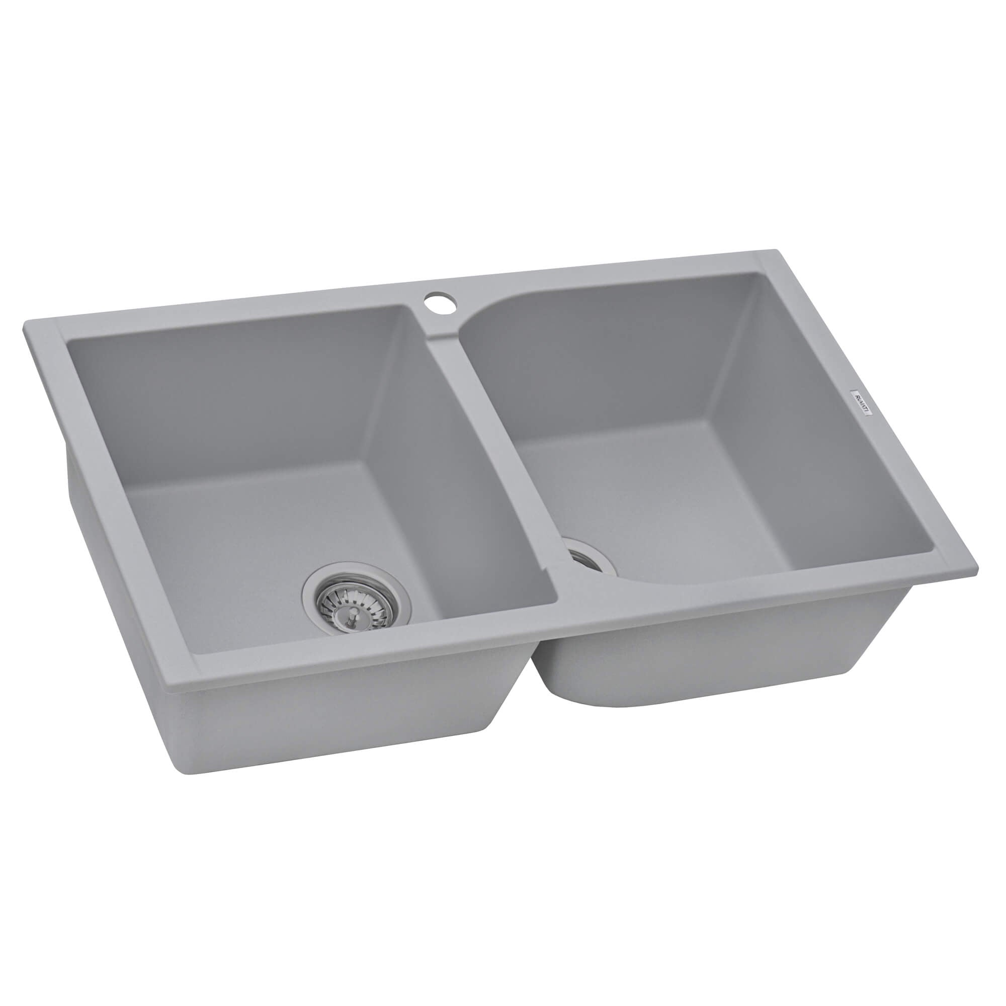 Alternate Image for Ruvati epiGranite 34" Dual-Mount Granite Composite Kitchen Sink, 50/50 Double Bowl, Silver Gray, RVG1319GR