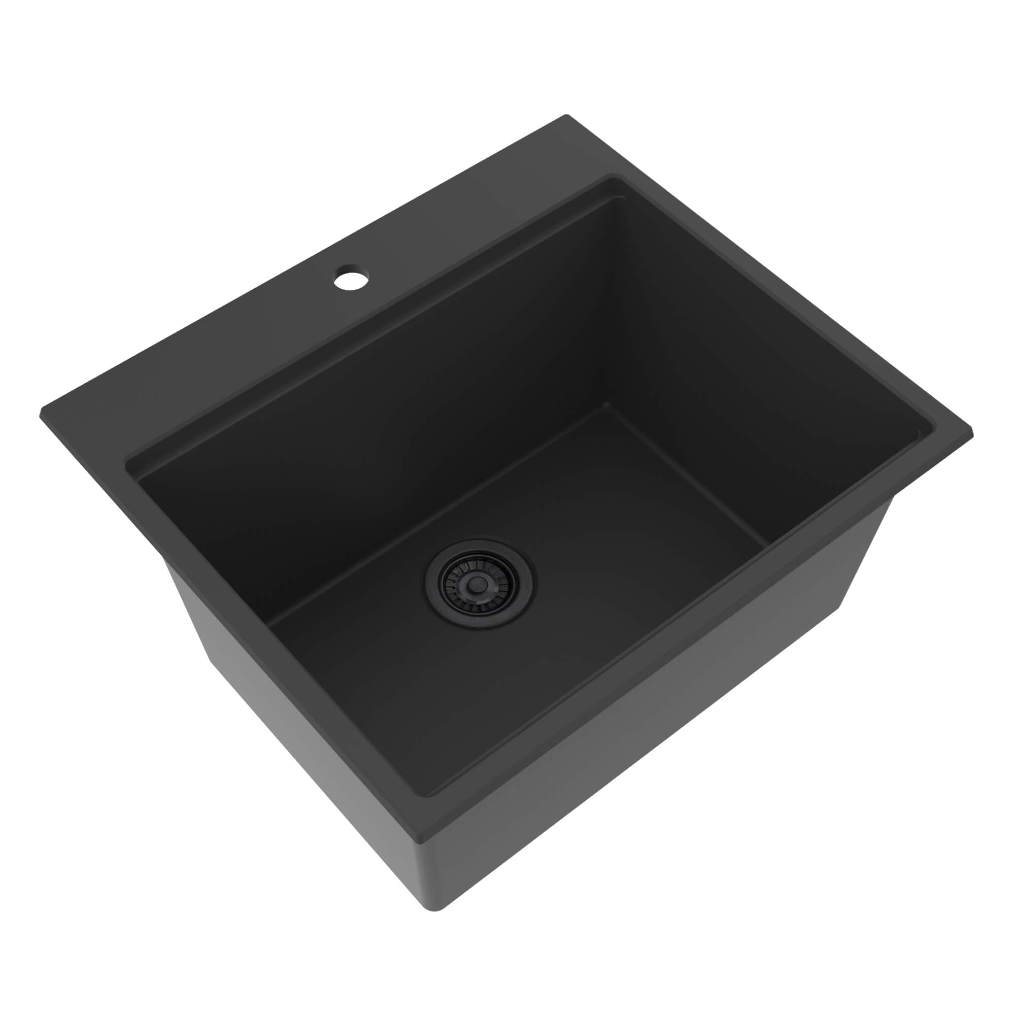Alternate Image for Ruvati 25-inch epiRock Workstation Charcoal Black Topmount Laundry Sink, Composite, RVG1321CK