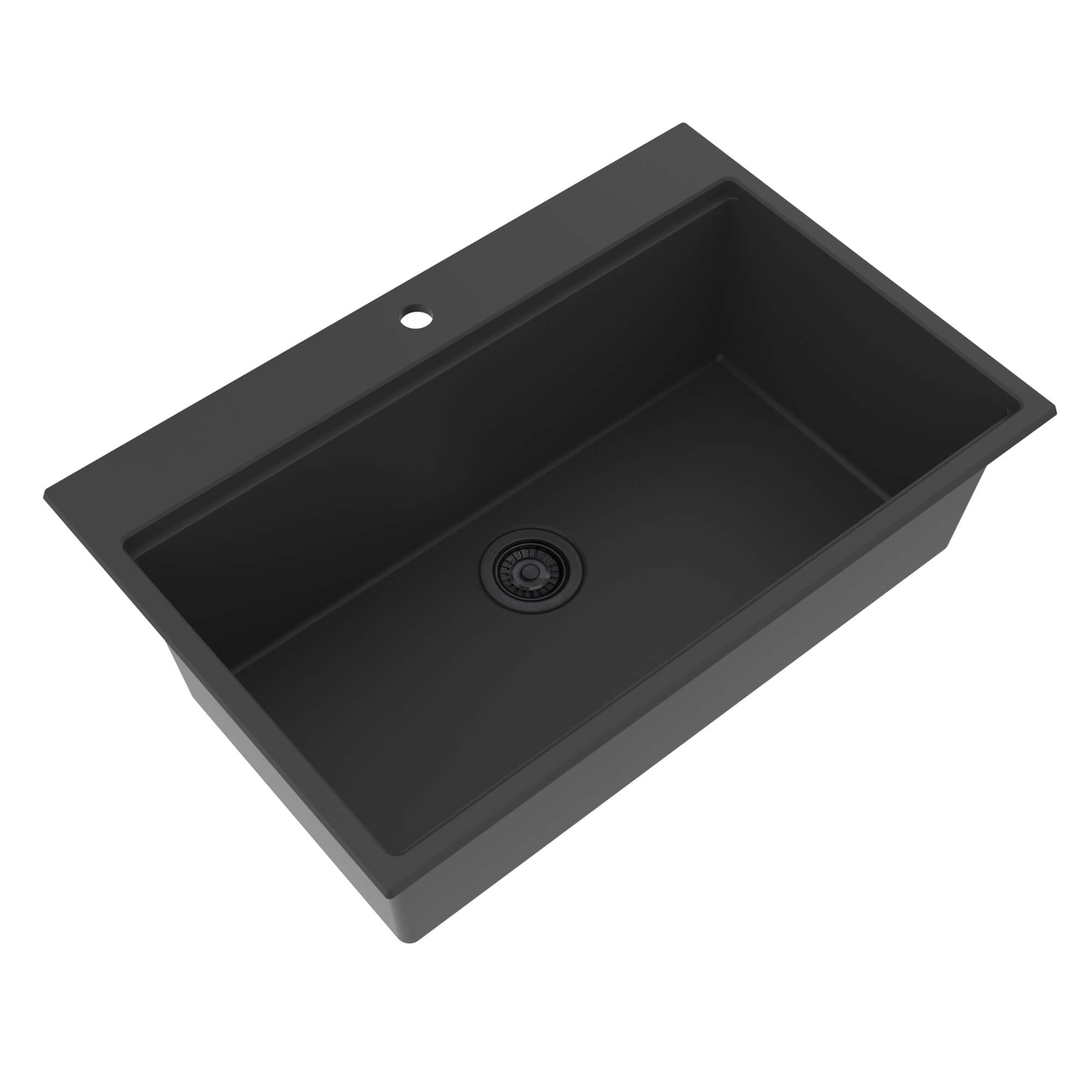 Alternate Image for Ruvati 33-inch epiRock Workstation Charcoal Black Topmount Kitchen Sink, Composite, RVG1325CK