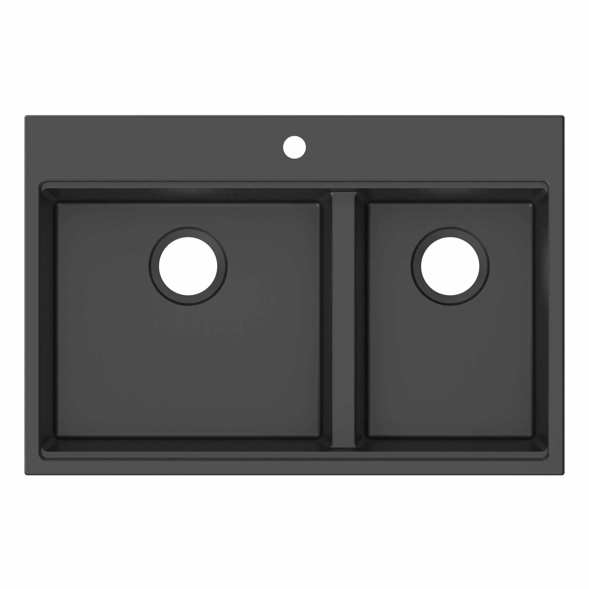 Alternate Image for Ruvati 33-inch epiRock Workstation Charcoal Black Double Bowl Topmount Kitchen Sink, Composite, RVG1327CK