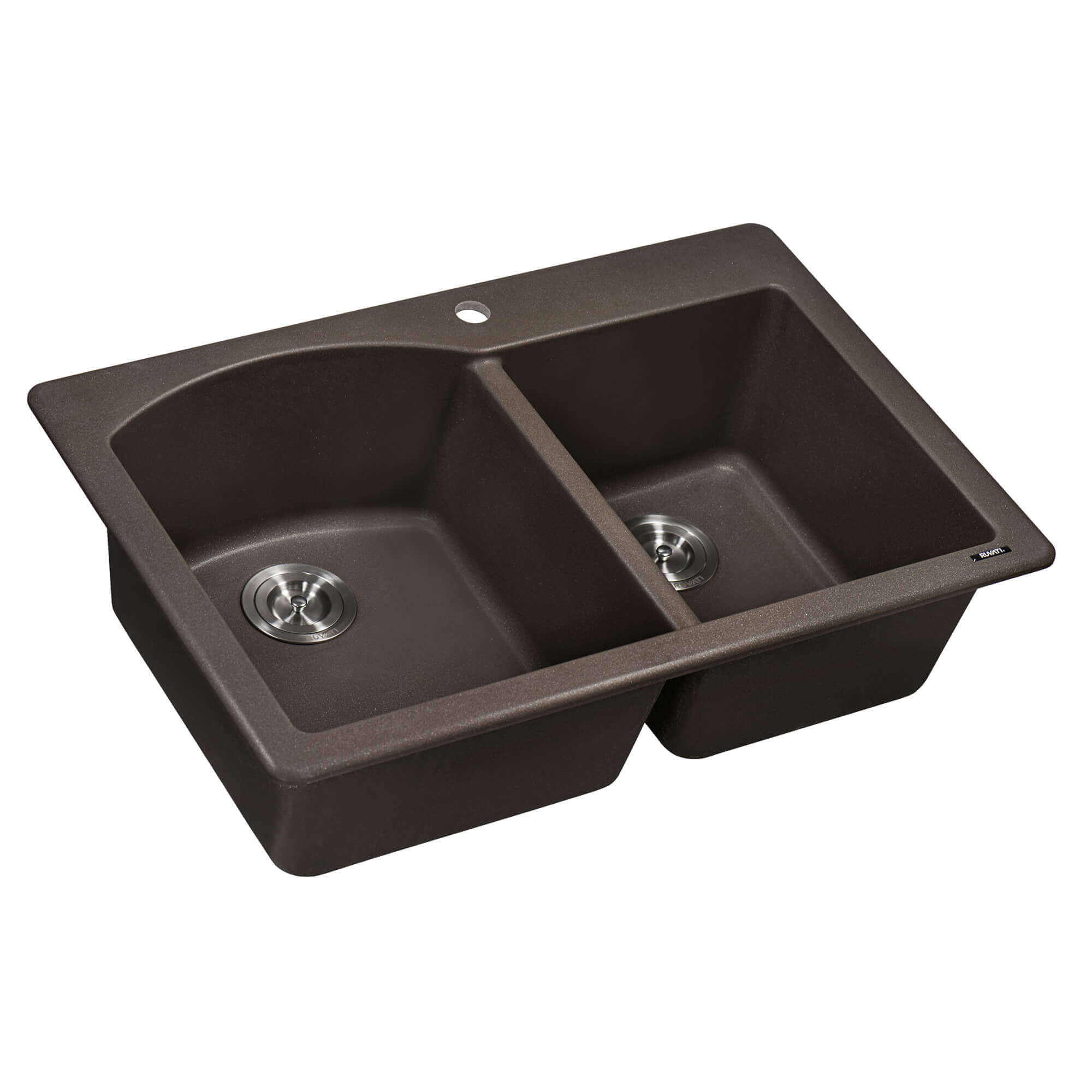 Alternate Image for Ruvati epiGranite 33" Dual-Mount Granite Composite Kitchen Sink, 55/45 Double Bowl, Espresso / Coffee Brown, RVG1344ES
