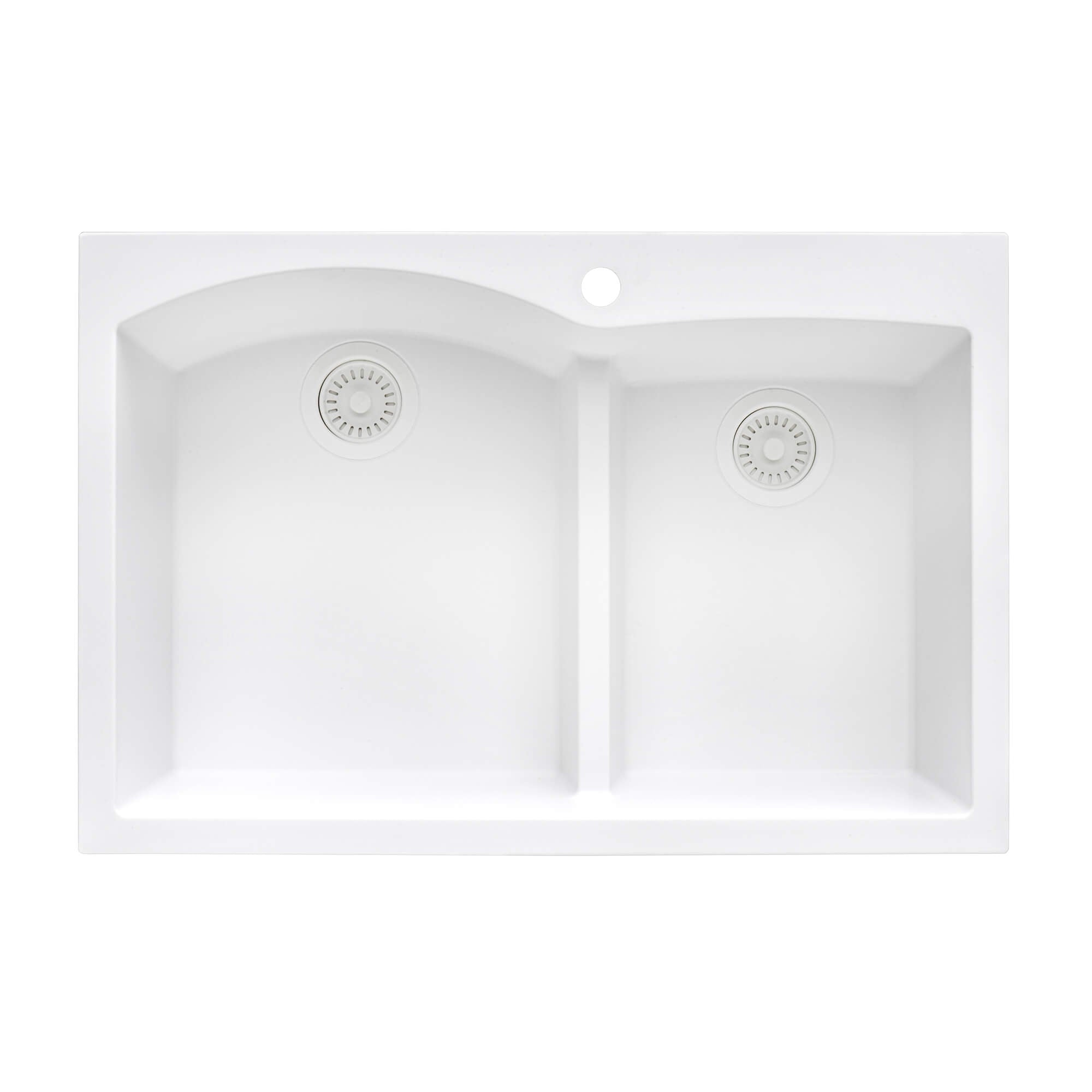 Alternative View of Ruvati epiGranite 33" Drop-in Topmount Granite Composite Kitchen Sink, 55/45 Double Bowl, Arctic White, RVG1345WH