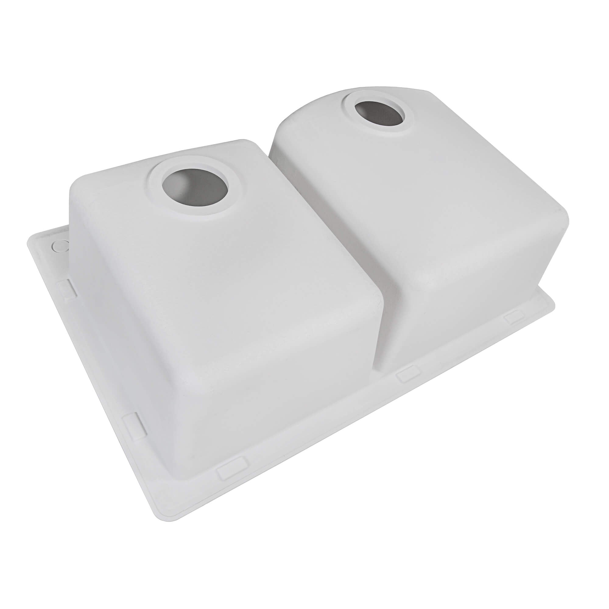 Alternate Image for Ruvati epiGranite 33" Drop-in Topmount Granite Composite Kitchen Sink, 55/45 Double Bowl, Arctic White, RVG1345WH