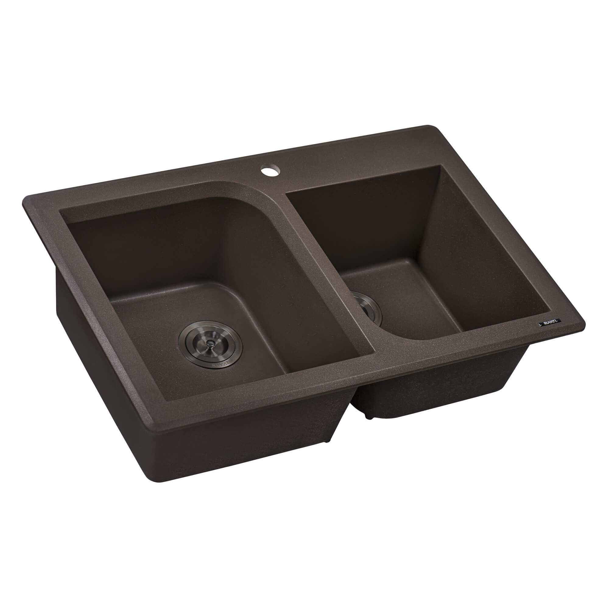 Alternative View of Ruvati epiGranite 33" Dual-Mount Granite Composite Kitchen Sink, 55/45 Double Bowl, Espresso / Coffee Brown, RVG1396ES