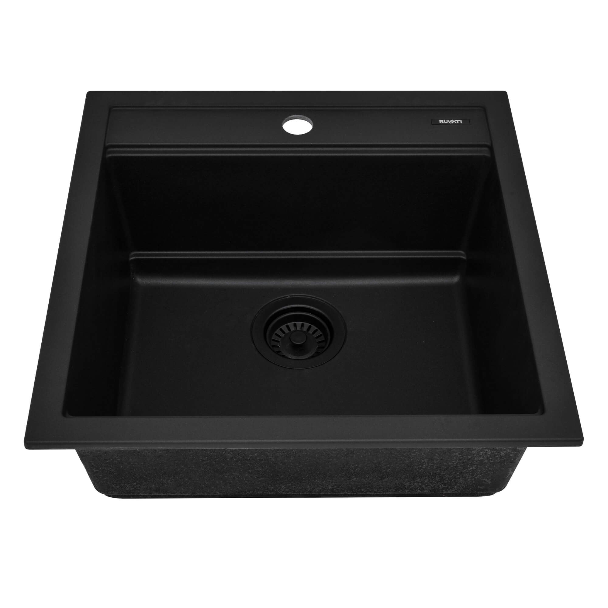 Alternate Image for Ruvati 20-inch epiCube Granite Composite Workstation Matte Black Drop-in Topmount Wet Bar Prep Sink, RVG1620BK