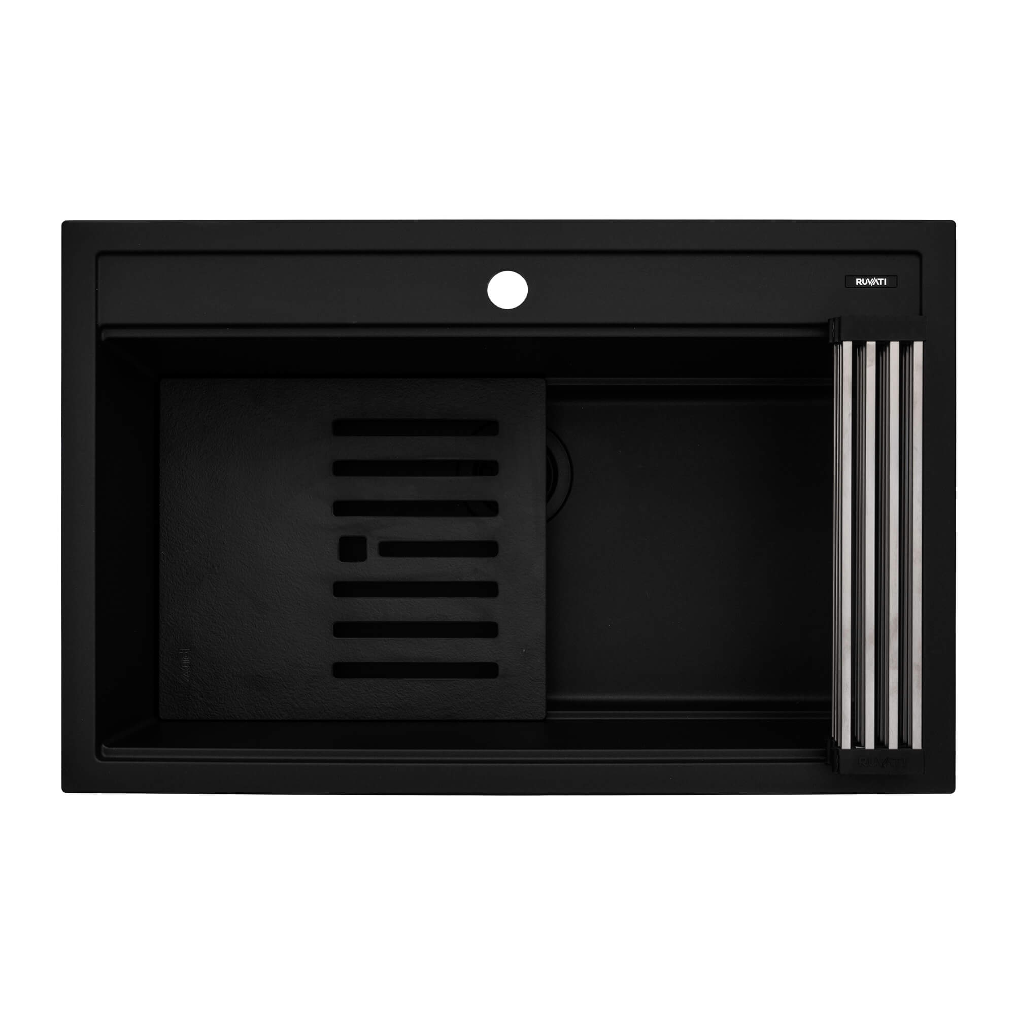 Alternative View of Ruvati 31-inch epiCube Granite Composite Workstation Matte Black Drop-in Topmount Kitchen Sink, RVG1631BK