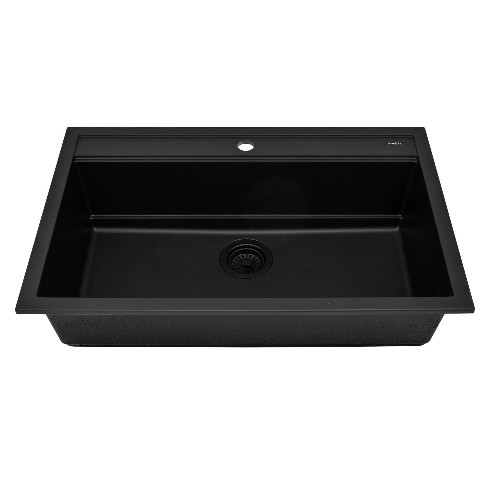 Alternate Image for Ruvati 31-inch epiCube Granite Composite Workstation Matte Black Drop-in Topmount Kitchen Sink, RVG1631BK