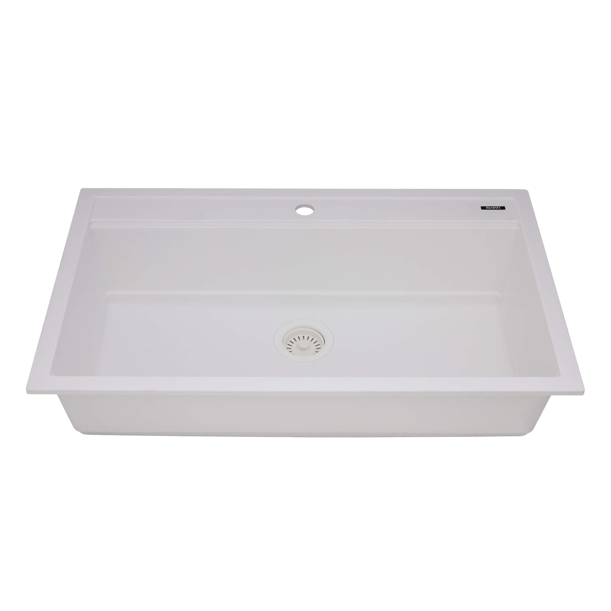 Alternate Image for Ruvati 34-inch epiCube Granite Composite Workstation Drop-in Topmount Kitchen Sink Matte White, RVG1634WH