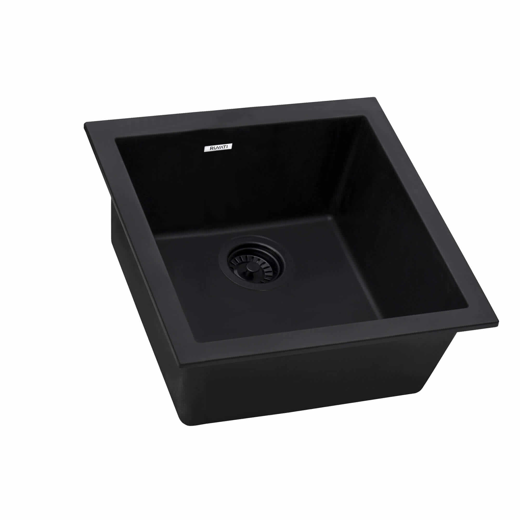 Alternate Image for Ruvati epiGranite 17 x 17 inch Granite Composite Undermount Single Bowl Wet Bar Prep Sink, Midnight Black, RVG2018BK