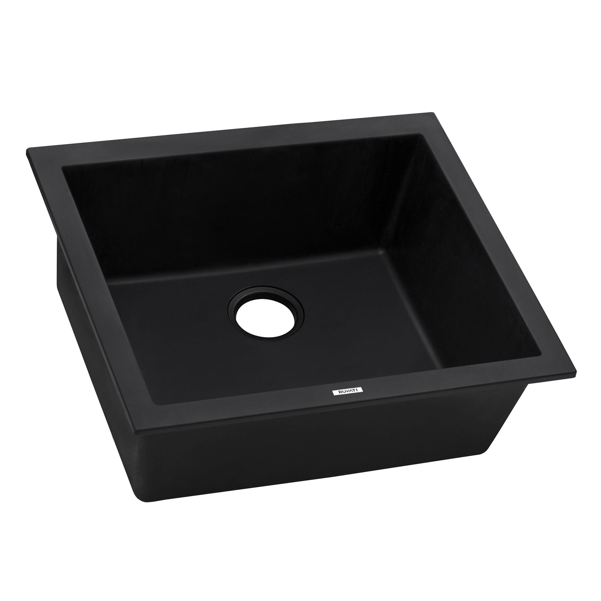 Ruvati epiGranite 21" Rectangle Granite Composite Workstation Bar/Prep Sink, Midnight Black, RVG2021BK