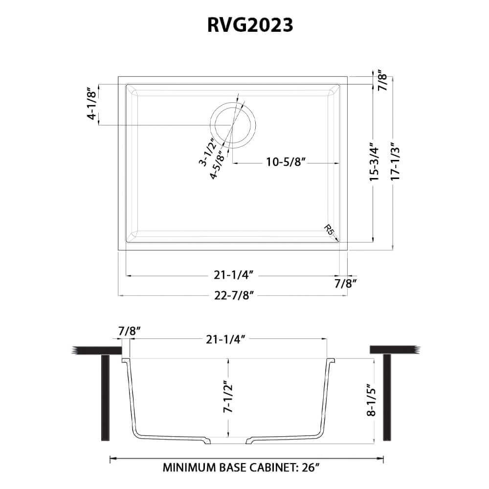 Alternate Image for Ruvati epiGranite 23 x 17 inch Granite Composite Undermount Single Bowl Kitchen Sink, Arctic White, RVG2023WH