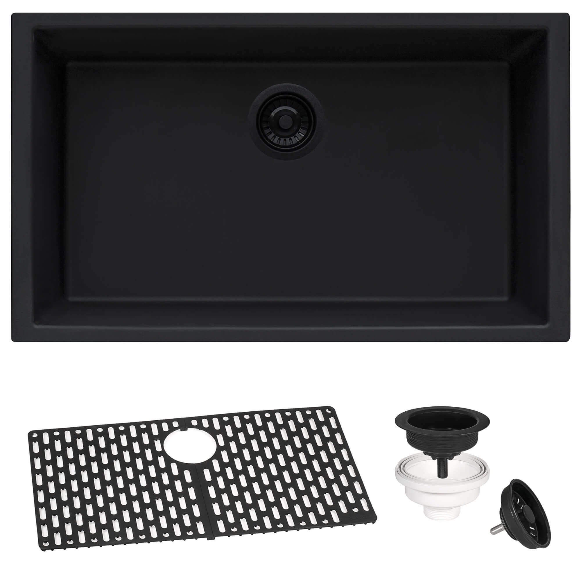 Alternate Image for Ruvati 27" Undermount Granite Composite Kitchen Sink, Midnight Black, RVG2027BK