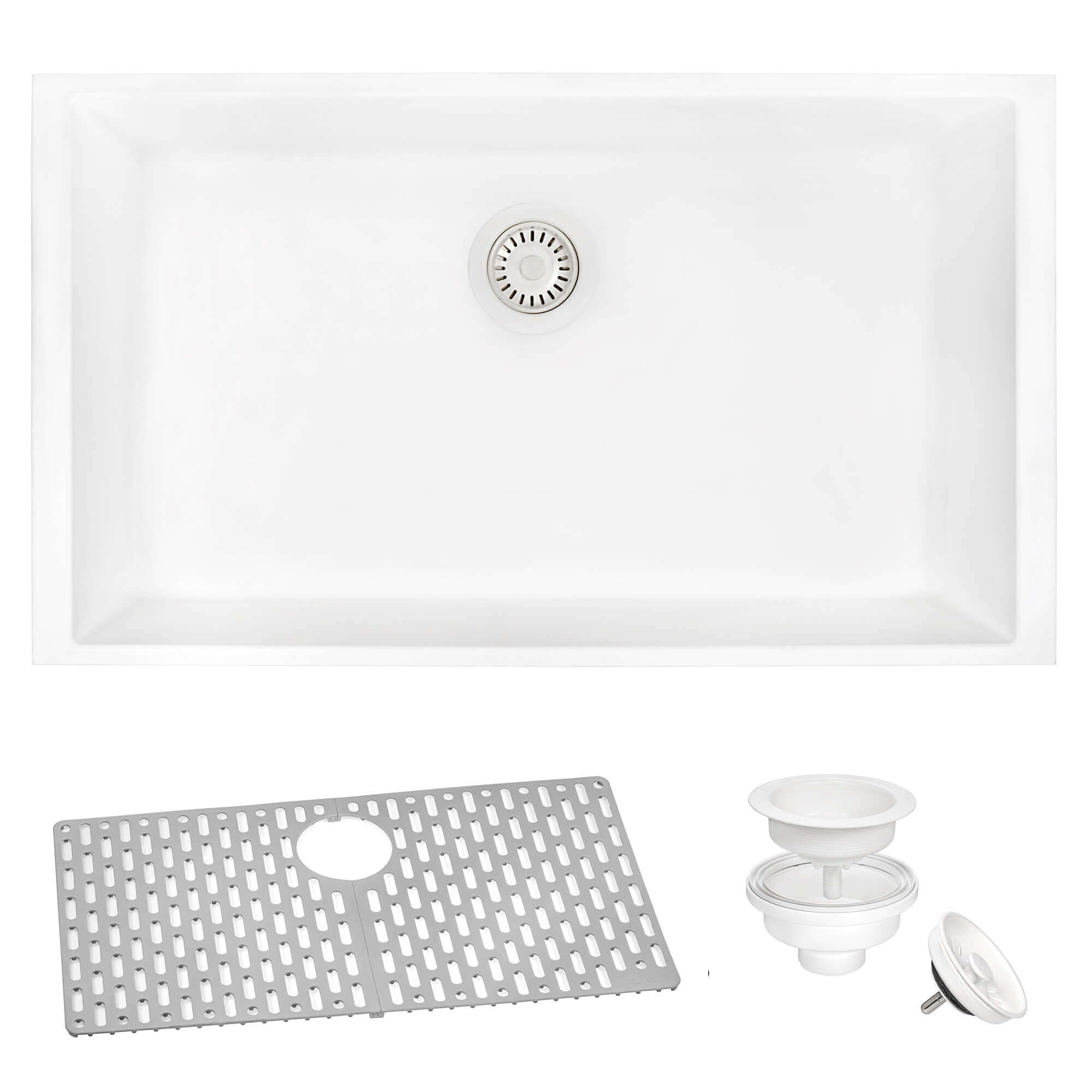 Alternate Image for Ruvati 27" Undermount Granite Composite Kitchen Sink, Arctic White, RVG2027WH