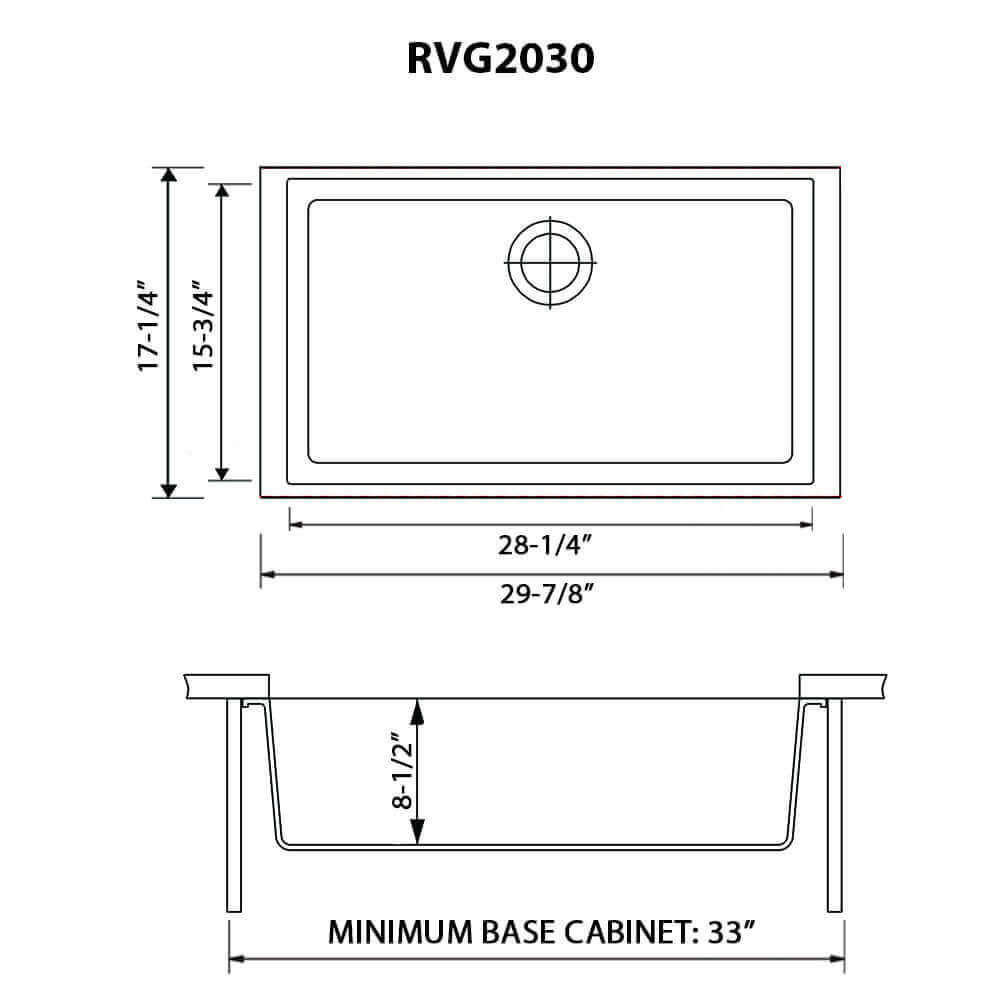 Alternate Image for Ruvati epiGranite 30" Undermount Granite Composite Kitchen Sink, Midnight Black, RVG2030BK