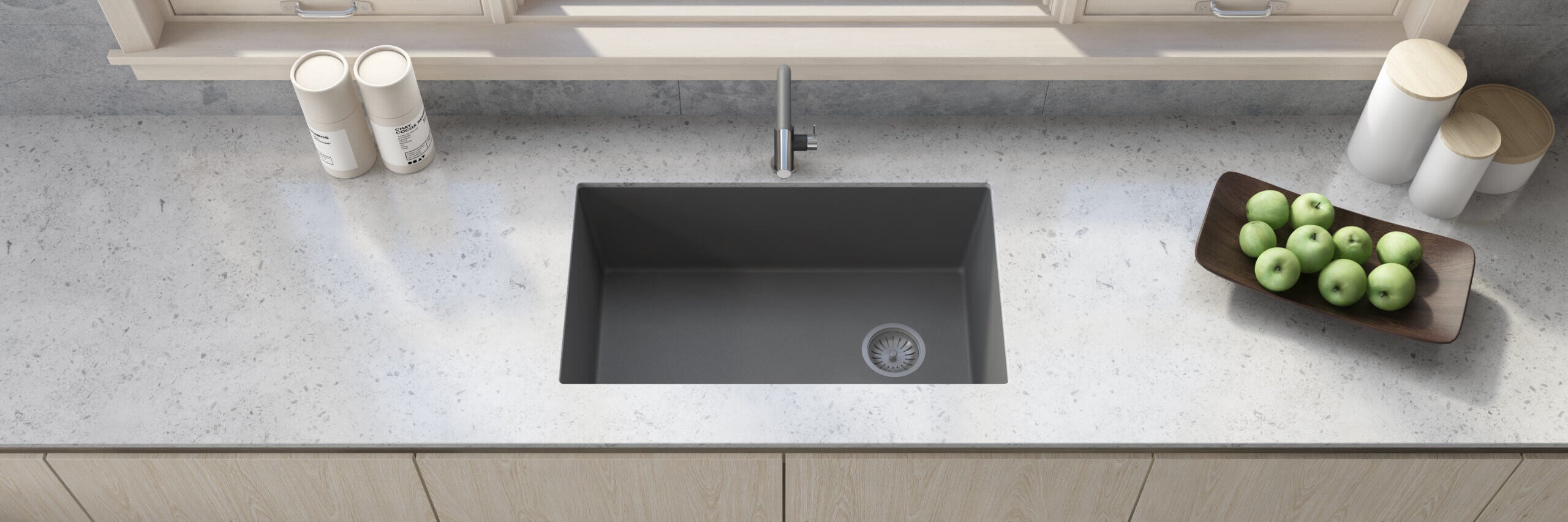 Alternate Image for Ruvati epiGranite 32" Undermount Granite Composite Kitchen Sink, Urban Gray, RVG2033GR