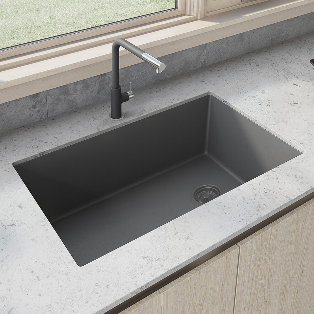 Ruvati epiGranite 32" Undermount Granite Composite Kitchen Sink, Urban Gray, RVG2033UG