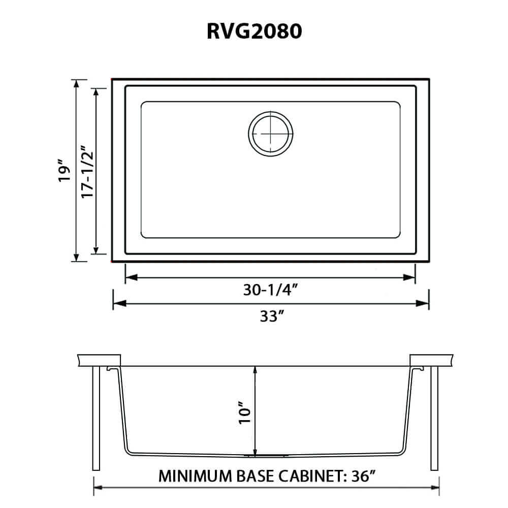 Alternate Image for Ruvati epiGranite 33 x 19 inch Granite Composite Undermount Single Bowl Kitchen Sink, Urban Gray, RVG2080UG