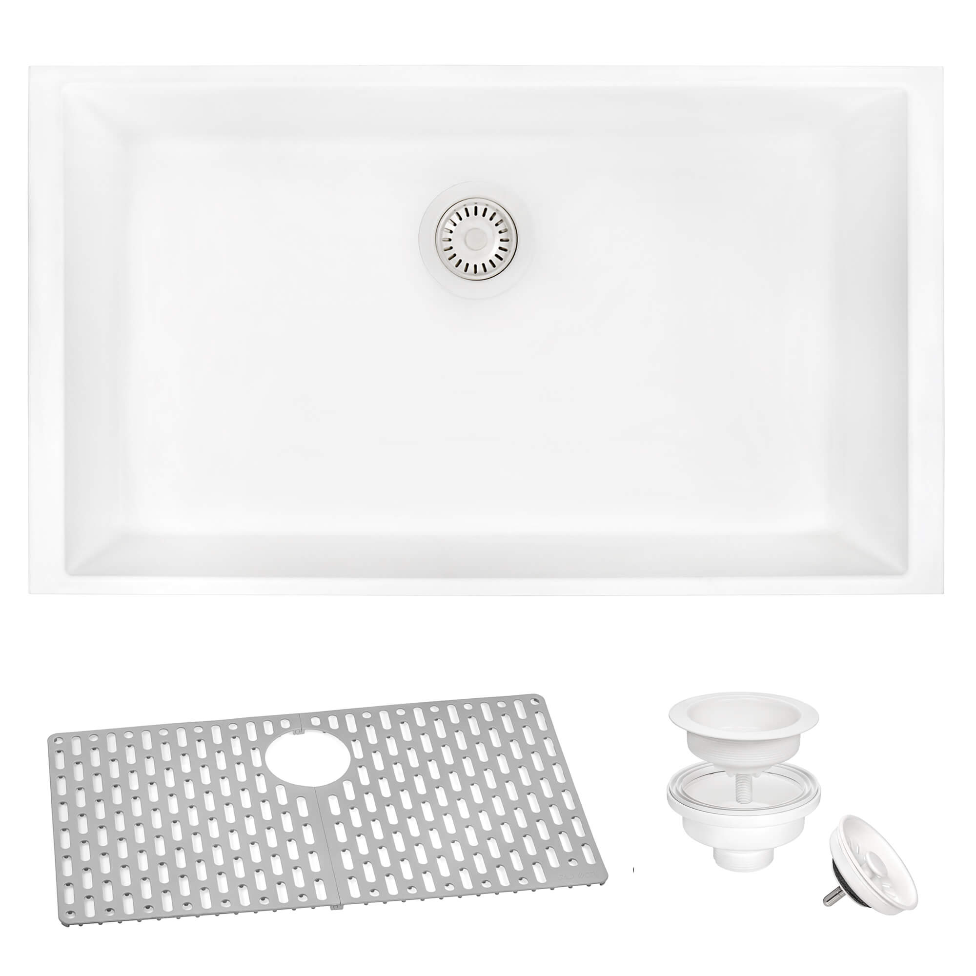 Alternate Image for Ruvati epiGranite 33" Undermount Granite Composite Kitchen Sink, Arctic White, RVG2080WH