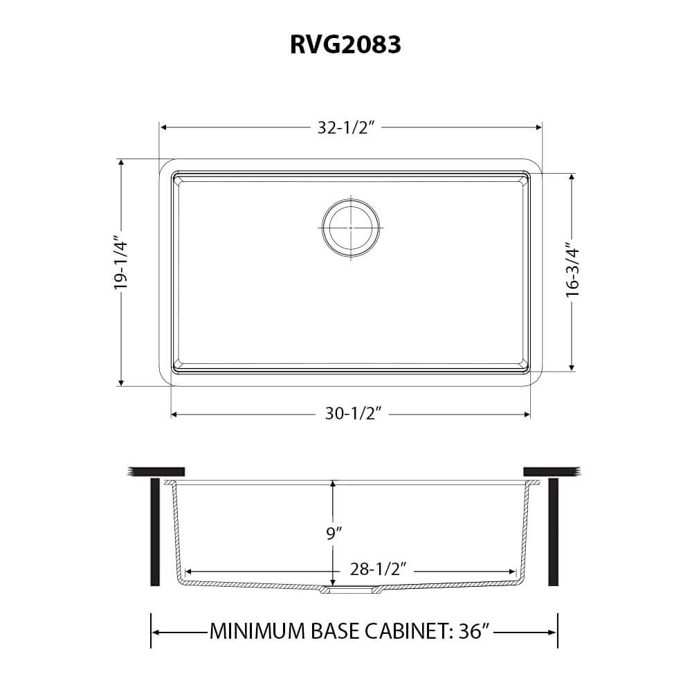 Ruvati epiGranite 33" Undermount Granite Composite Workstation Kitchen Sink, Arctic White Matte, RVG2083WH Product Image