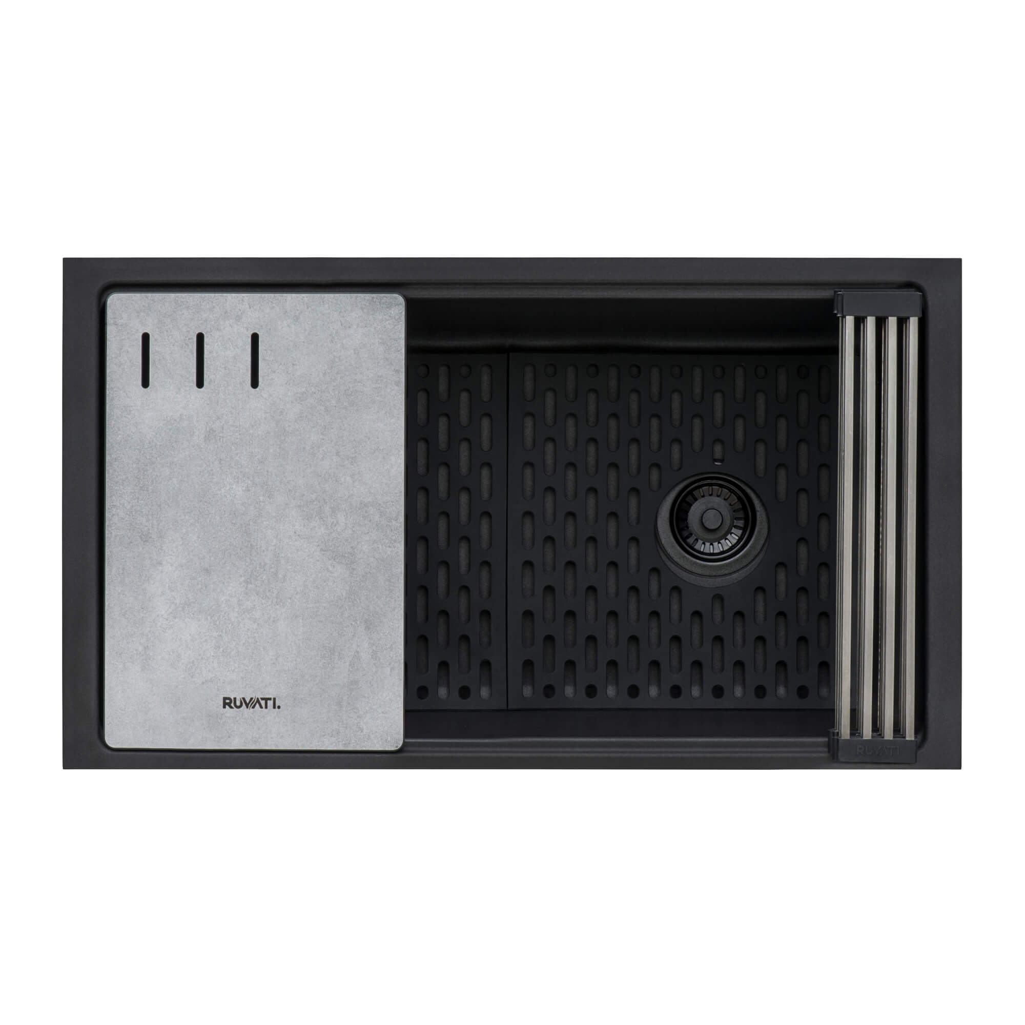 Alternative View of Ruvati epiStage 33" Undermount Granite Composite Workstation Kitchen Sink, Midnight Black, RVG2302BK